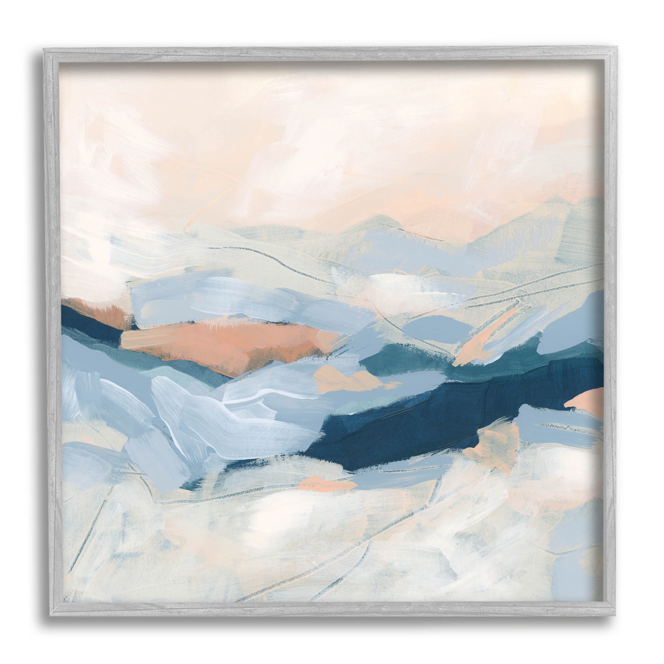 Stupell Industries Abstract Mountain Sunset Scene Painting Gray Framed Art Print Wall Art, Design by June Erica Vess
