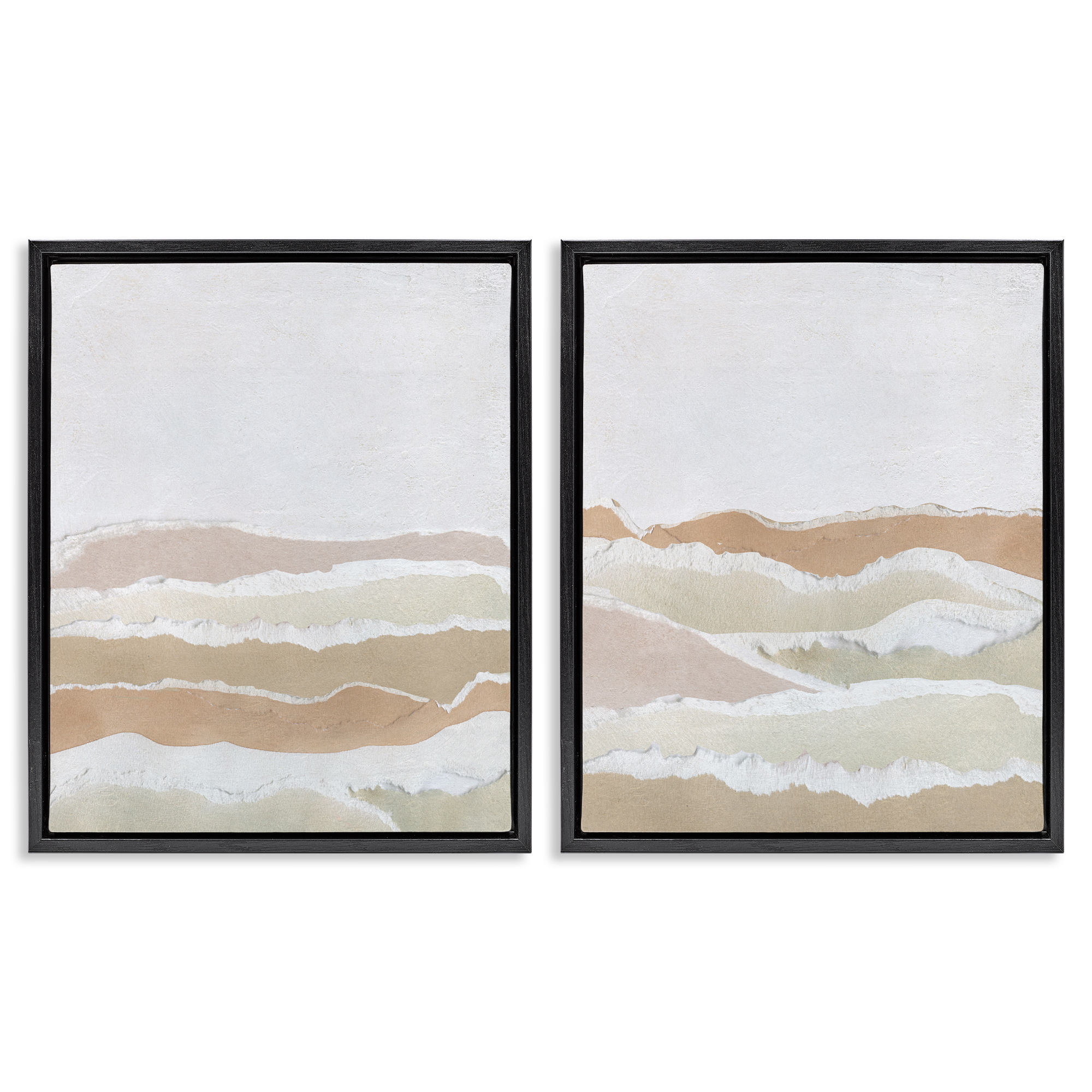 Stupell Industries Abstract Mountain Valley Abstract Painting Black Floater Framed Canvas Art Print Wall Art, 17 x 21, Set of 2