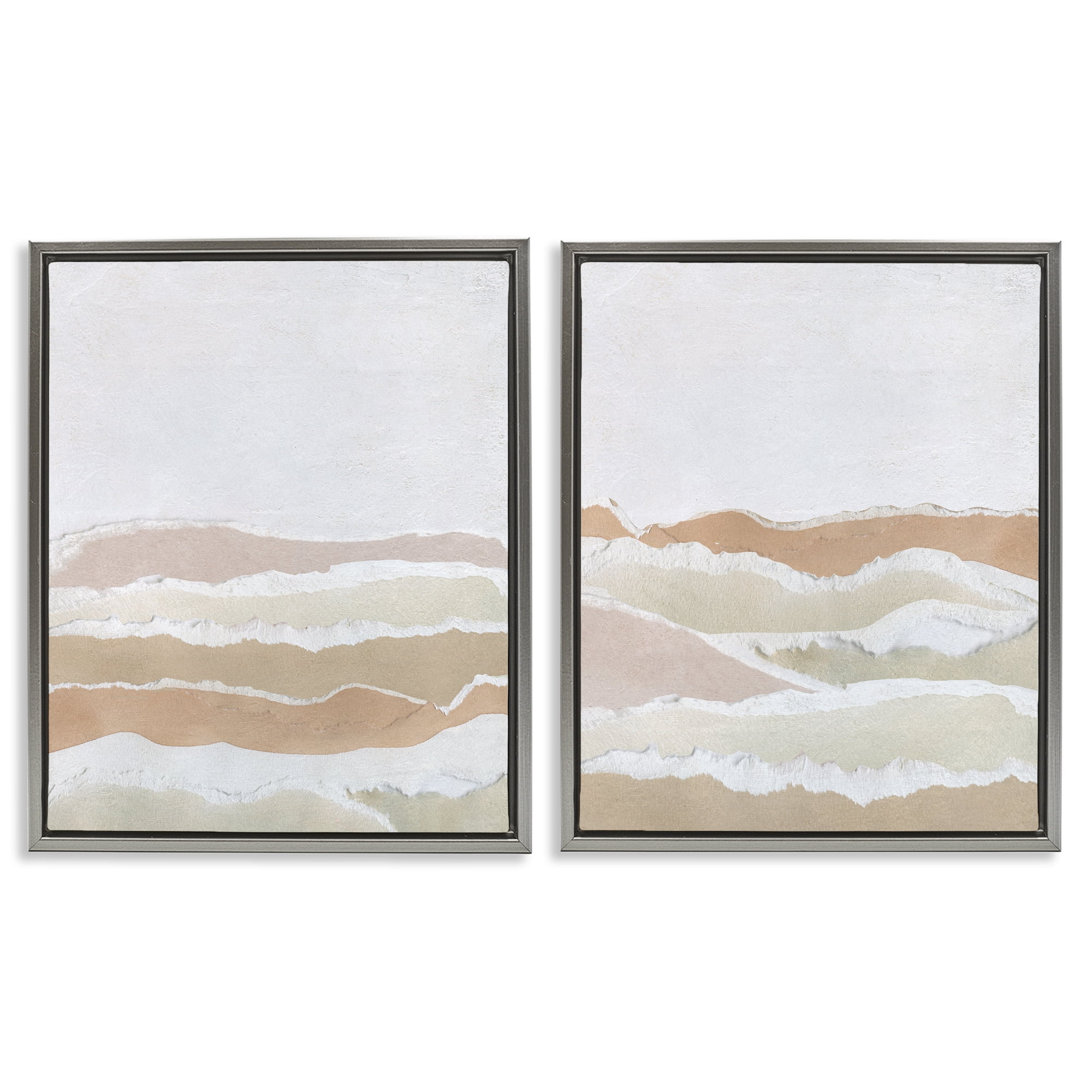 Stupell Industries Abstract Mountain Valley Abstract Painting Gray Floater Framed Canvas Art Print Wall Art, 17 x 21, Set of 2