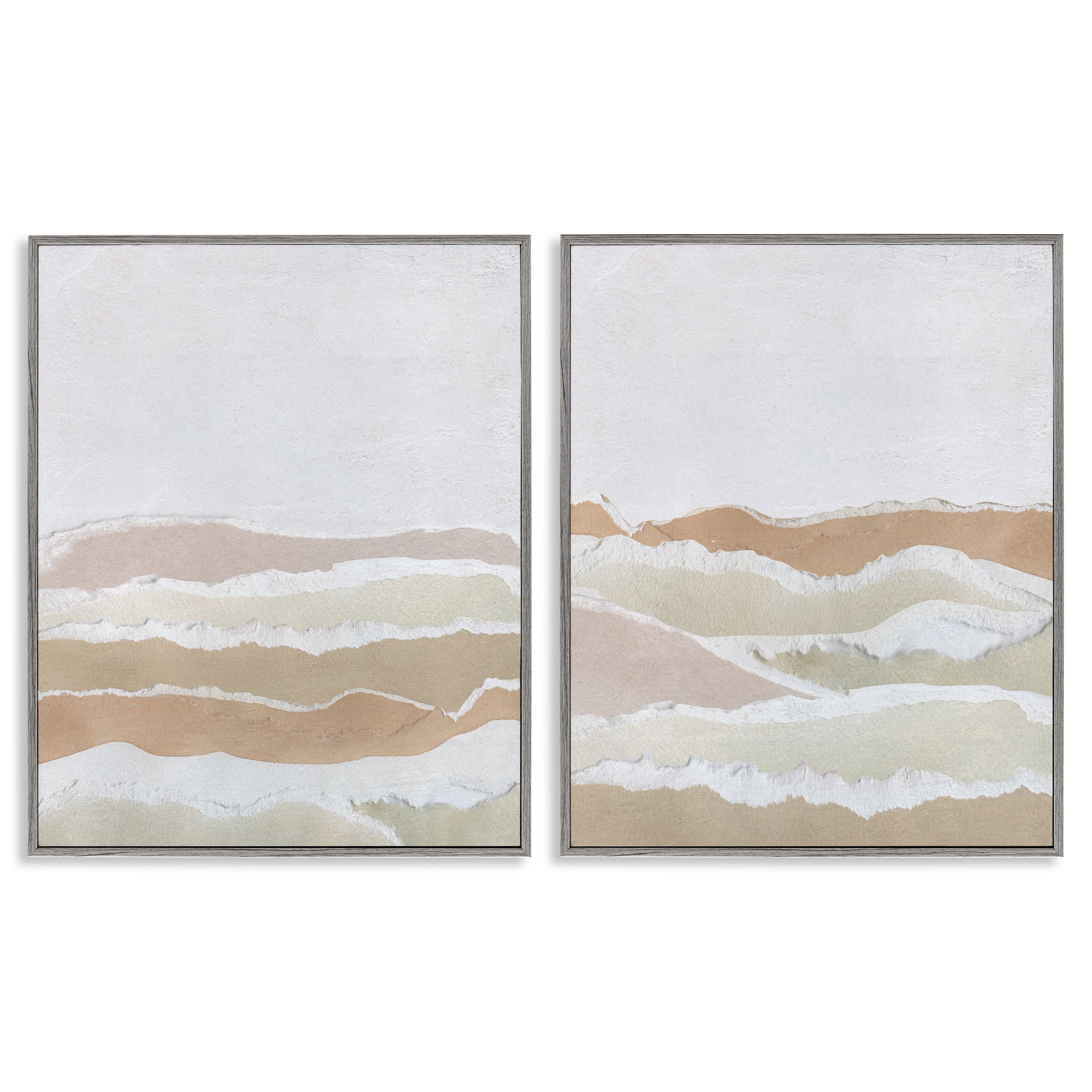 Stupell Industries Abstract Mountain Valley Abstract Painting Gray Framed Art Print Wall Art, 24 x 30, Set of 2