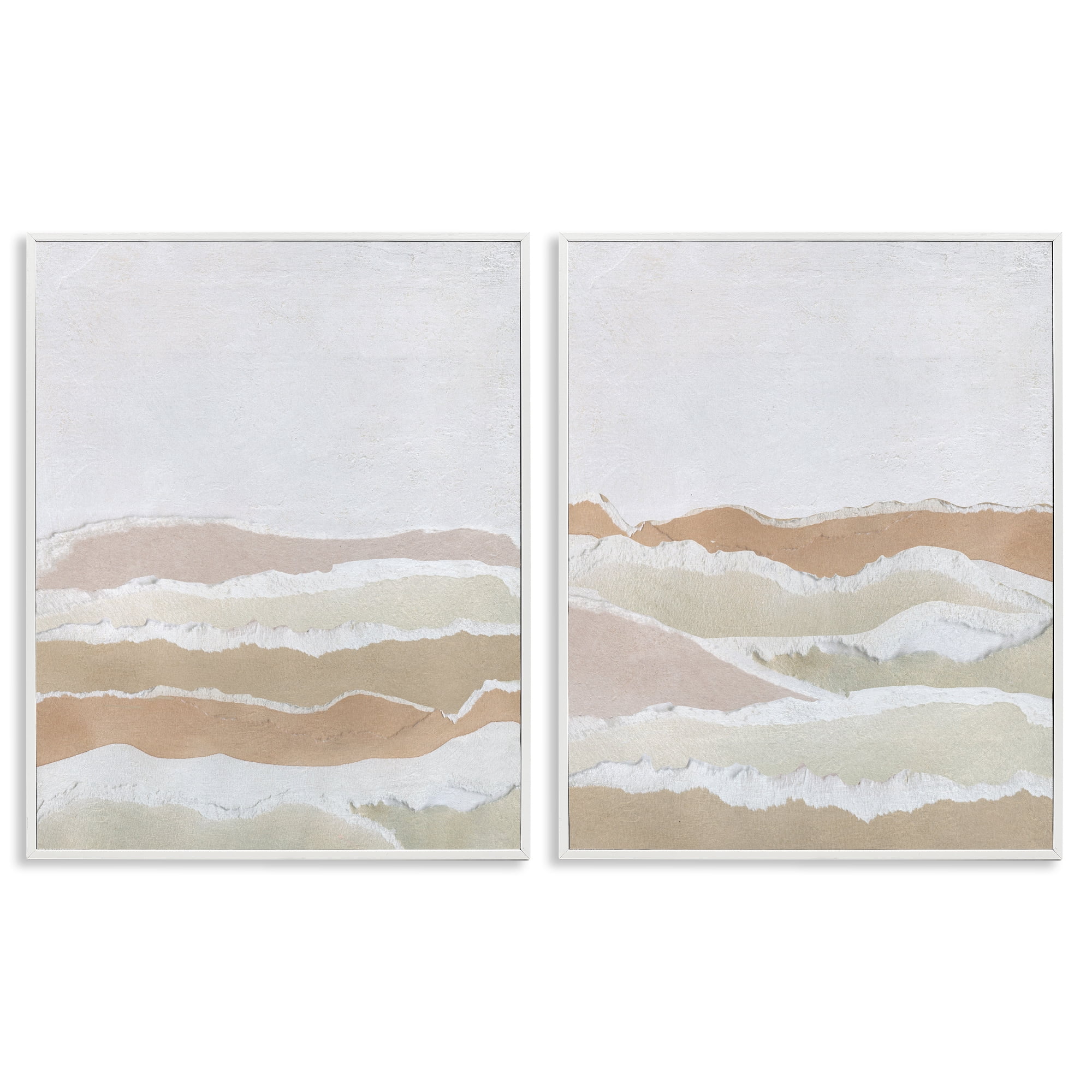 Stupell Industries Abstract Mountain Valley Abstract Painting White Framed Art Print Wall Art, 11 x 14, Set of 2