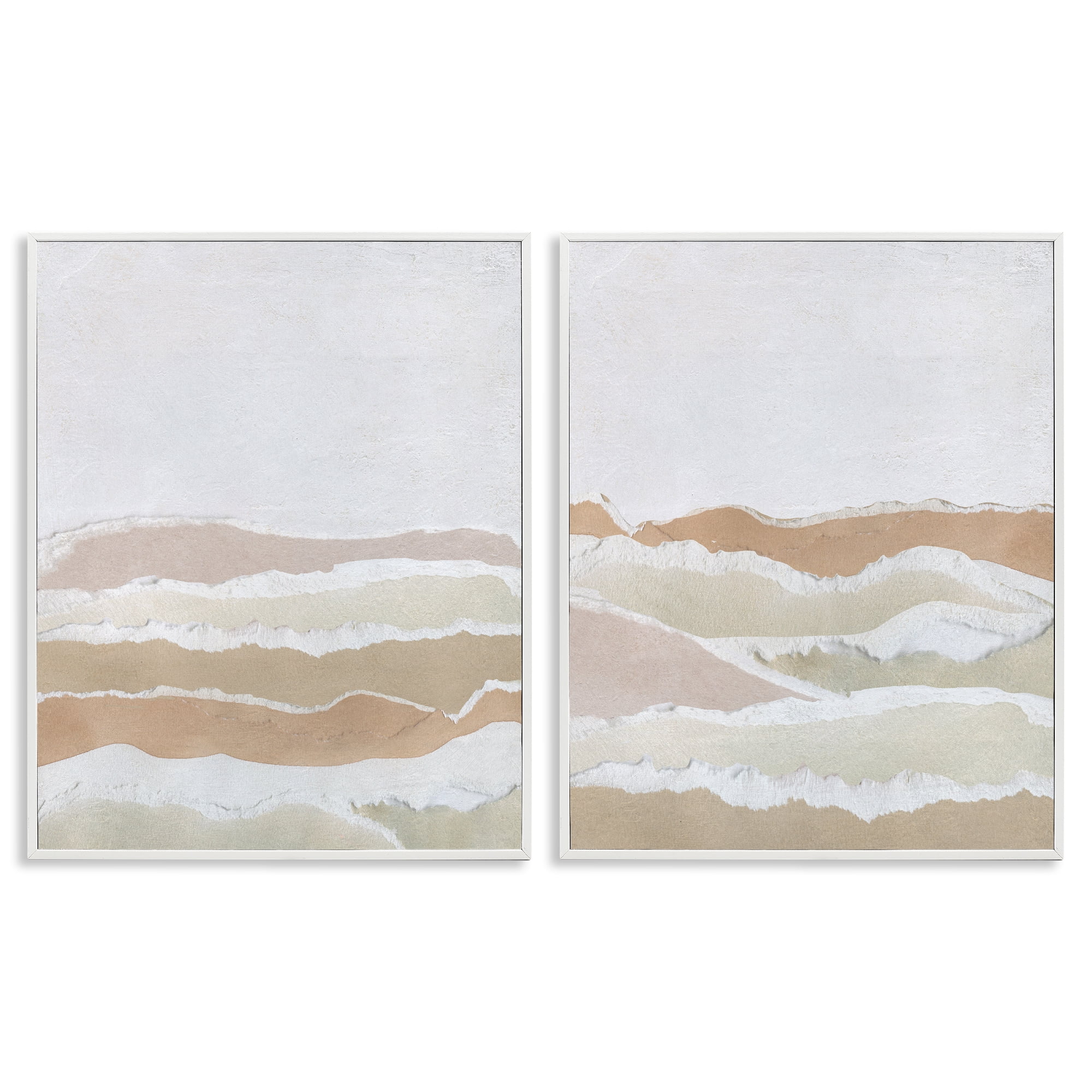 Stupell Industries Abstract Mountain Valley Abstract Painting White Framed Art Print Wall Art, 24 x 30, Set of 2