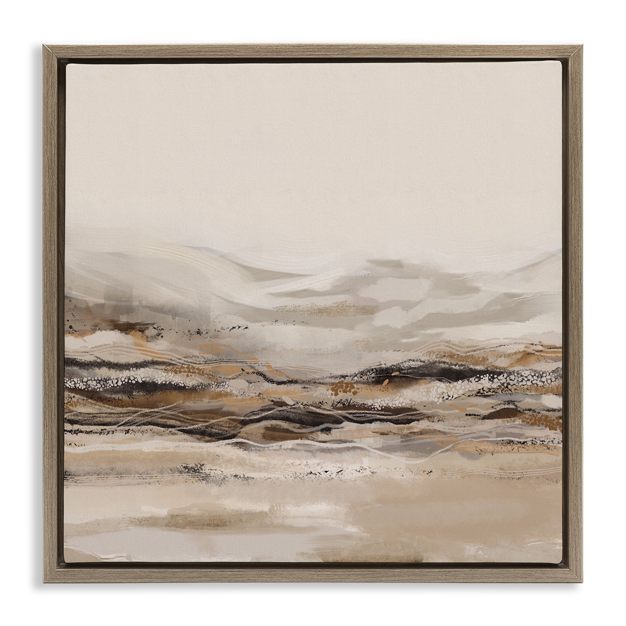 Stupell Industries Abstract Mountains Landscape Landscape Painting Brown Floater Framed Canvas Art Print Wall Art, 25 x 25