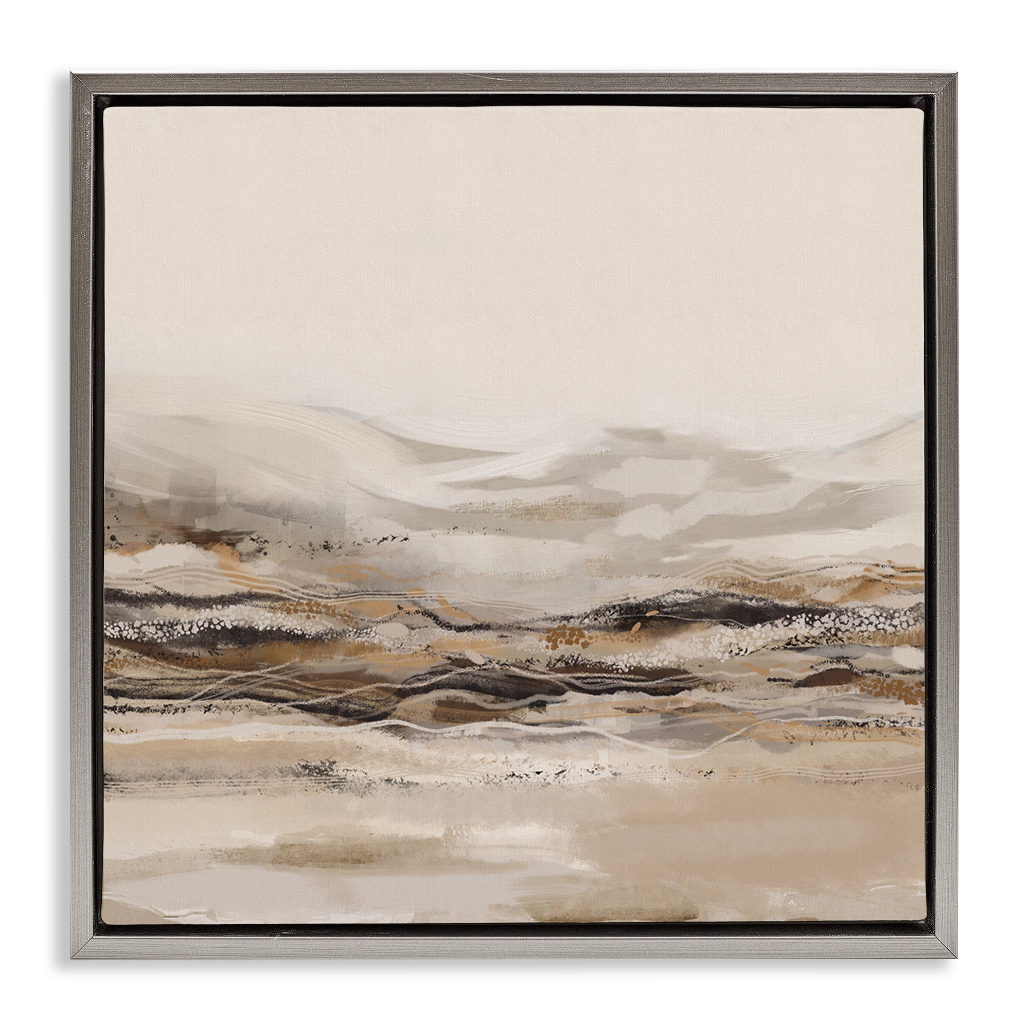 Stupell Industries Abstract Mountains Landscape Landscape Painting Gray Floater Framed Canvas Art Print Wall Art, 25 x 25