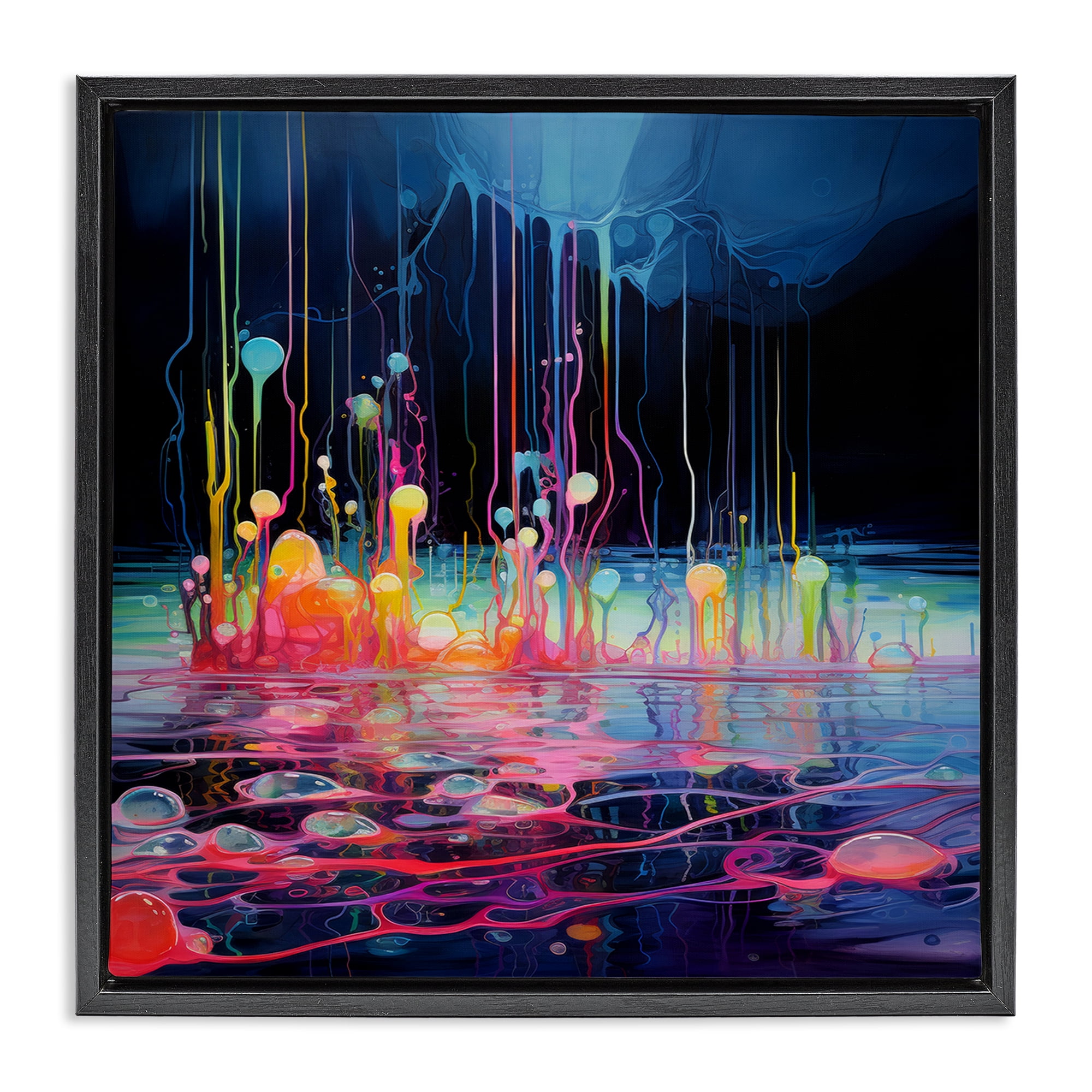 Stupell Industries Abstract Mystic Landscape Abstract Painting Black Floater Framed Canvas Art Print Wall Art, 18 x 18
