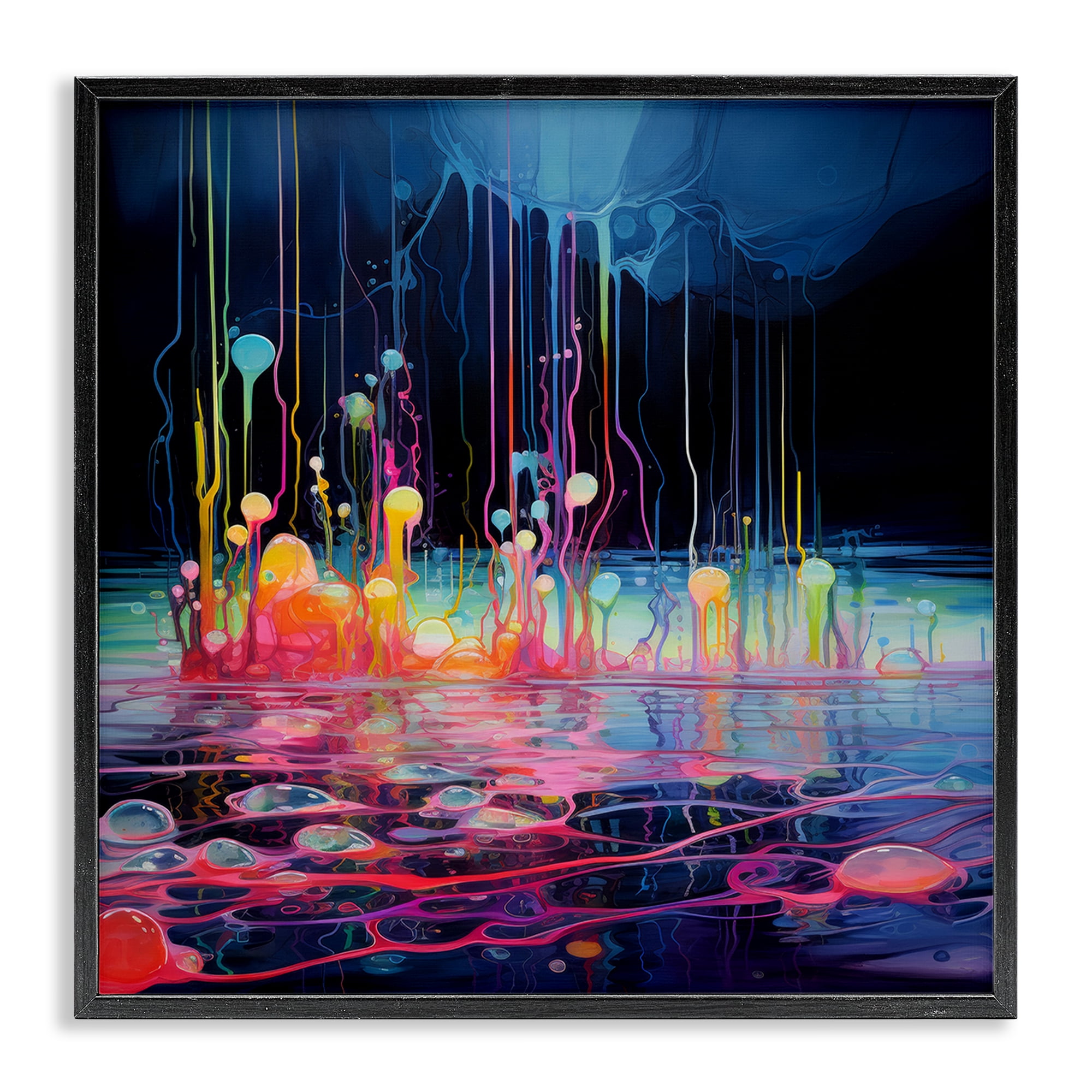 Stupell Industries Abstract Mystic Landscape Abstract Painting Black Framed Art Print Wall Art, 17 x 17