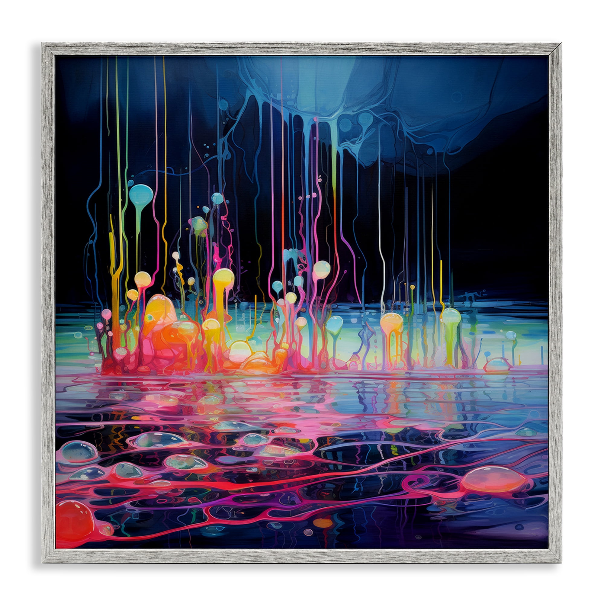 Stupell Industries Abstract Mystic Landscape Abstract Painting Gray Framed Art Print Wall Art, 12 x 12