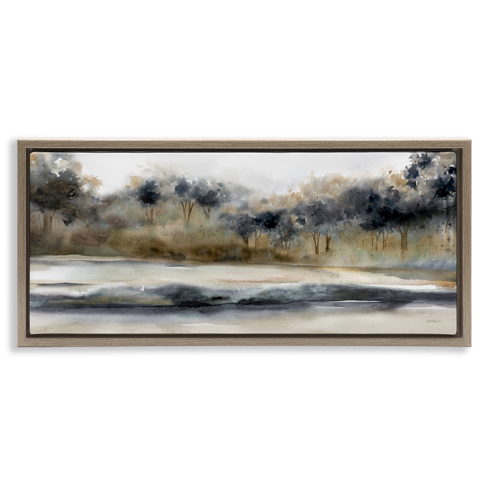 Stupell Industries Abstract Nature Grove Scenery Landscape Painting Brown Floater Framed Canvas Art Print Wall Art, 25 x 11