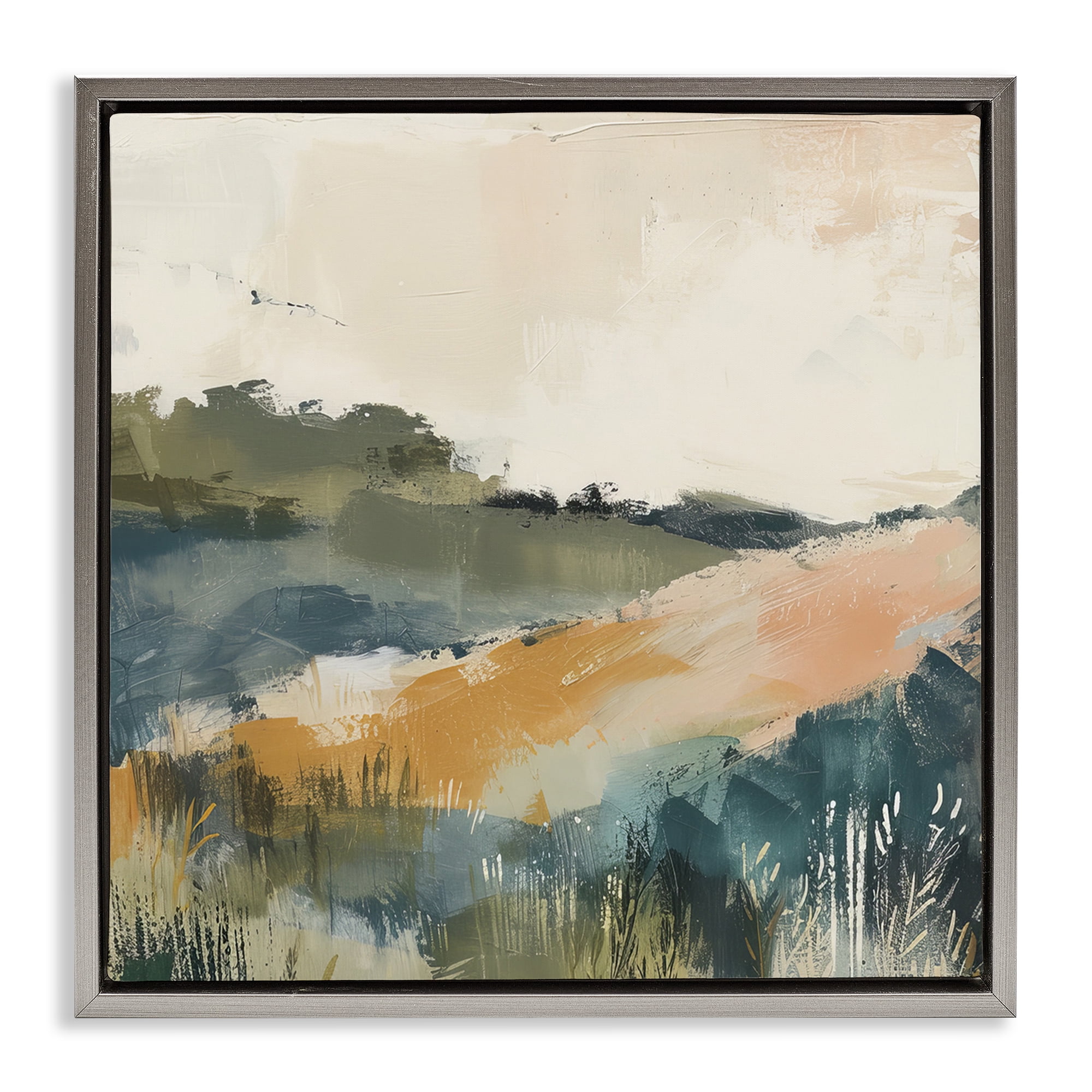 Stupell Industries Abstract Nature Hills Landscape & Nature Painting Gray Floater Framed Canvas Art Print Wall Art, 25 x 25
