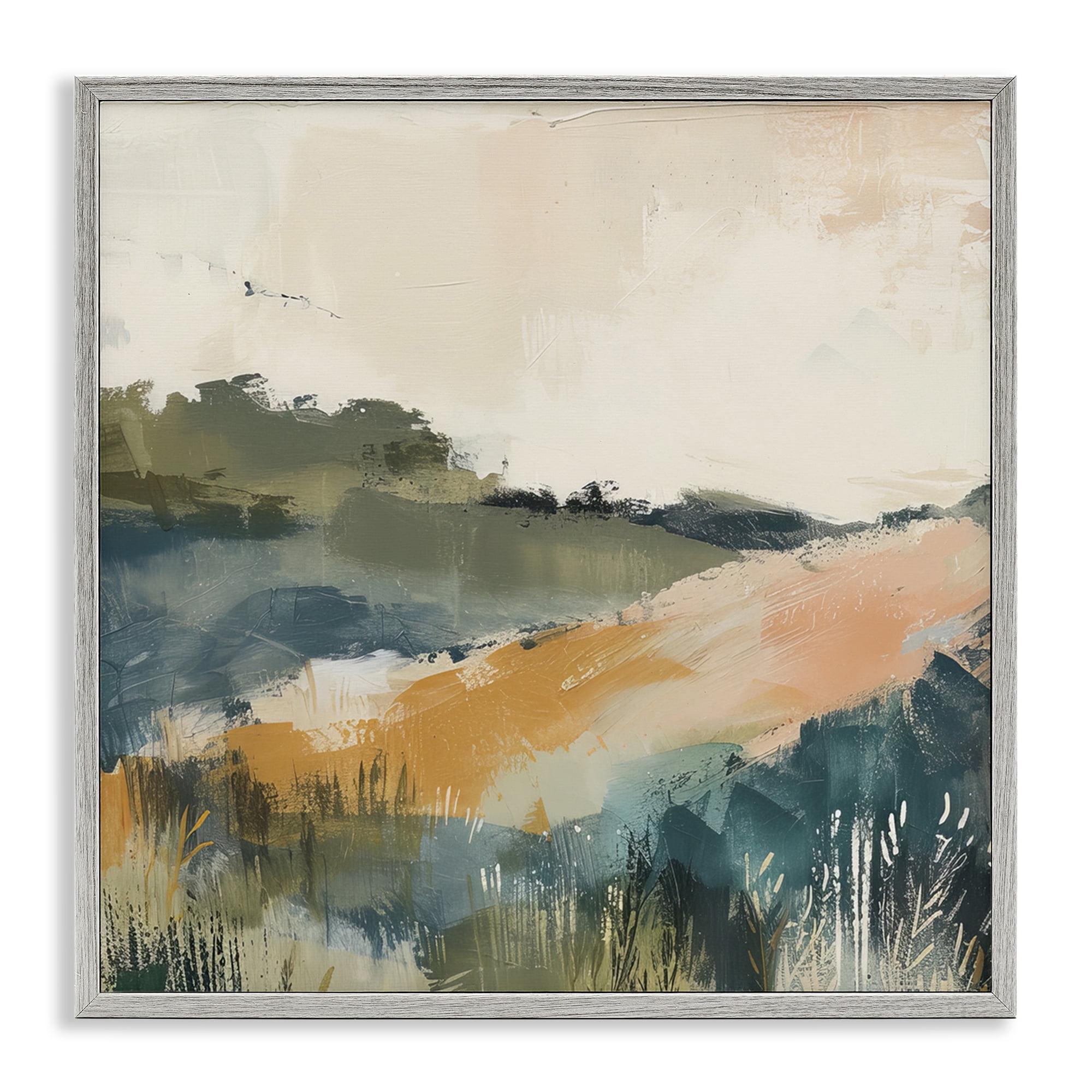 Stupell Industries Abstract Nature Hills Landscape & Nature Painting Gray Framed Art Print Wall Art, 17 x 17