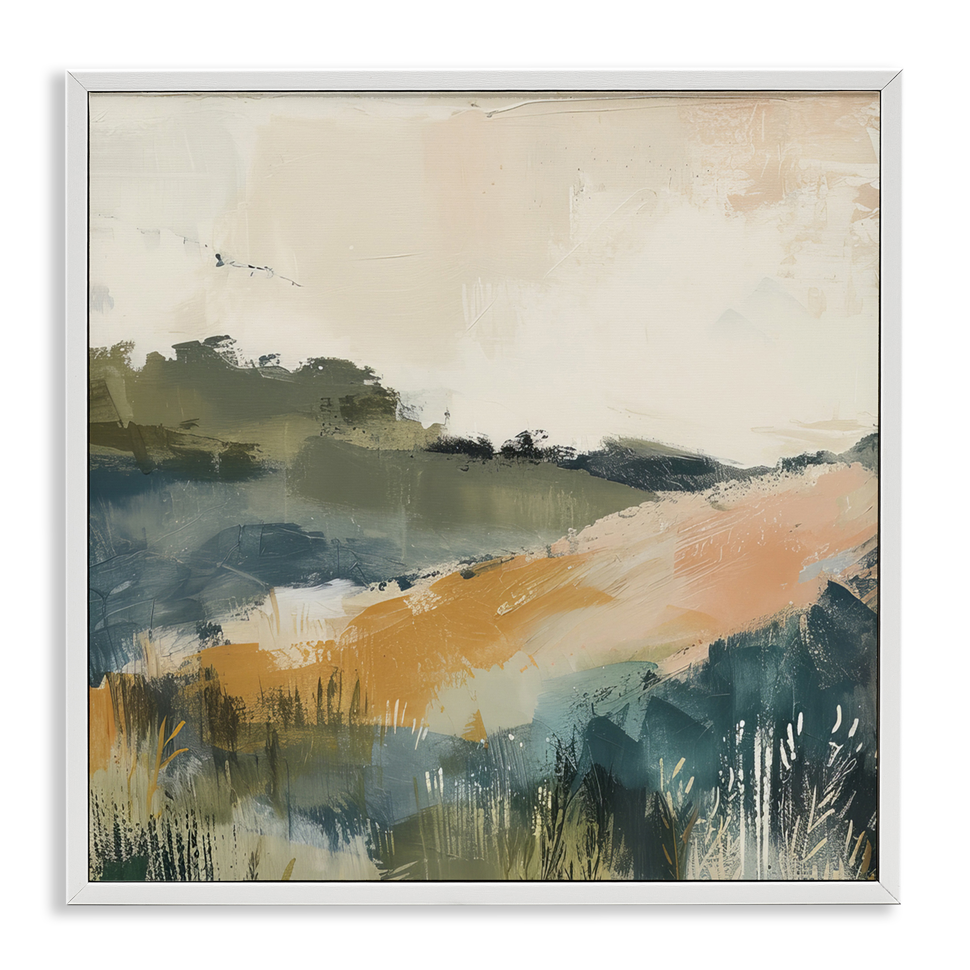 Stupell Industries Abstract Nature Hills Landscape & Nature Painting White Framed Art Print Wall Art, 12 x 12