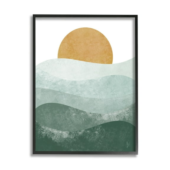 Stupell Industries Abstract Nature Ocean Horizon Landscape Painting Black Framed Art Print Wall Art