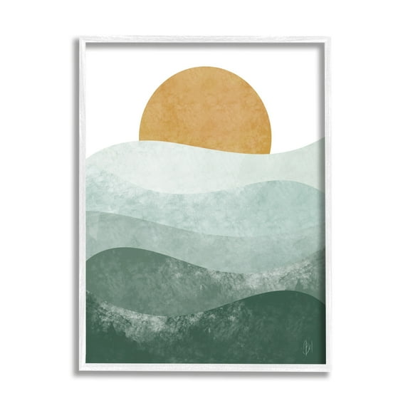 Stupell Industries Abstract Nature Ocean Horizon Landscape Painting White Framed Art Print Wall Art