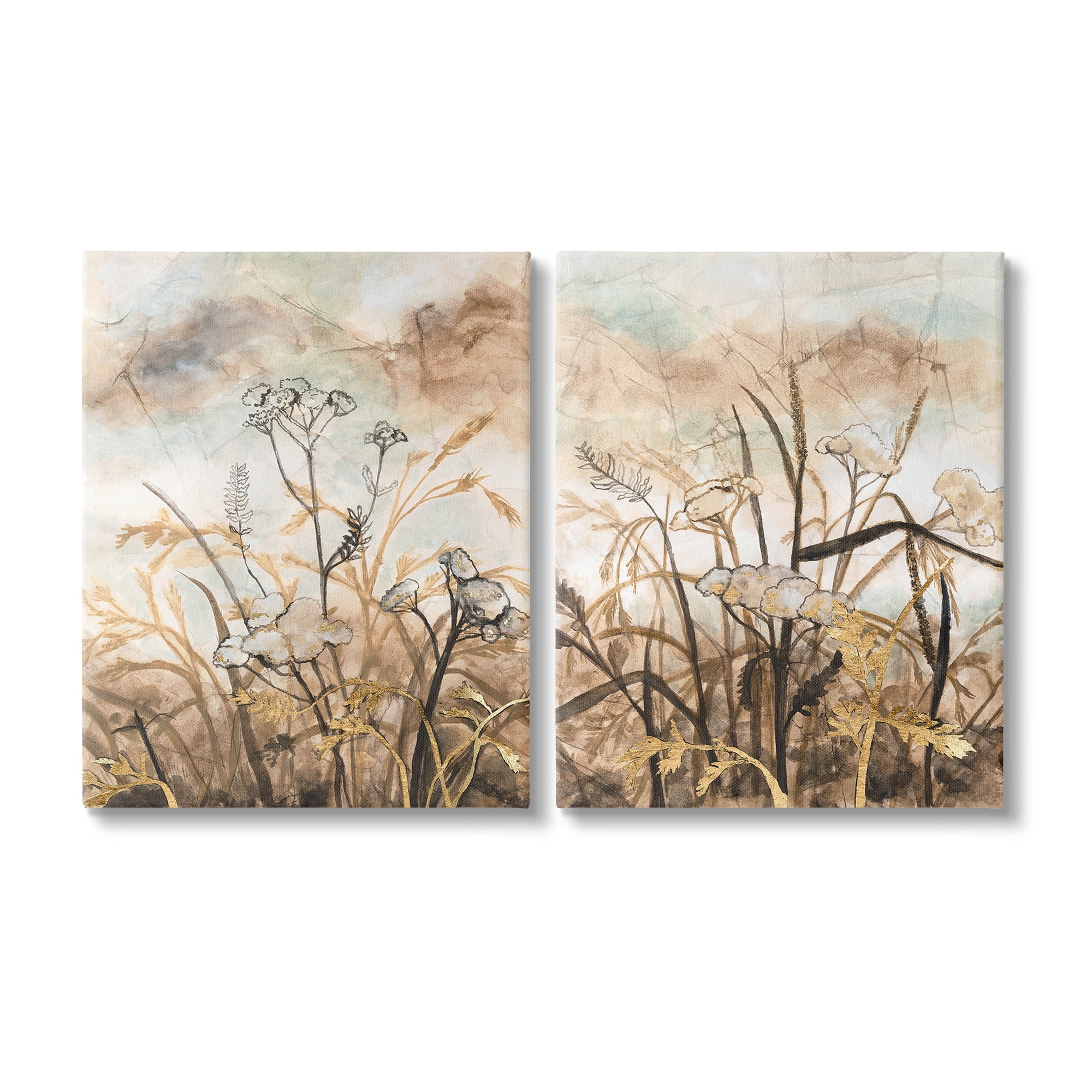 Stupell Industries Abstract Nature Outlines Landscape Painting Gallery Wrapped Canvas Art Print Wall Art, 24 x 30, Set of 2