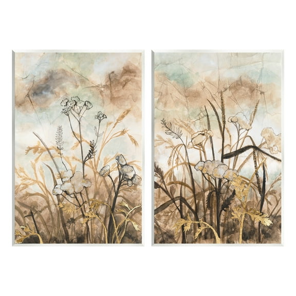 Stupell Industries Abstract Nature Outlines Landscape Painting Unframed Art Print Wall Art, 10 x 15, Set of 2