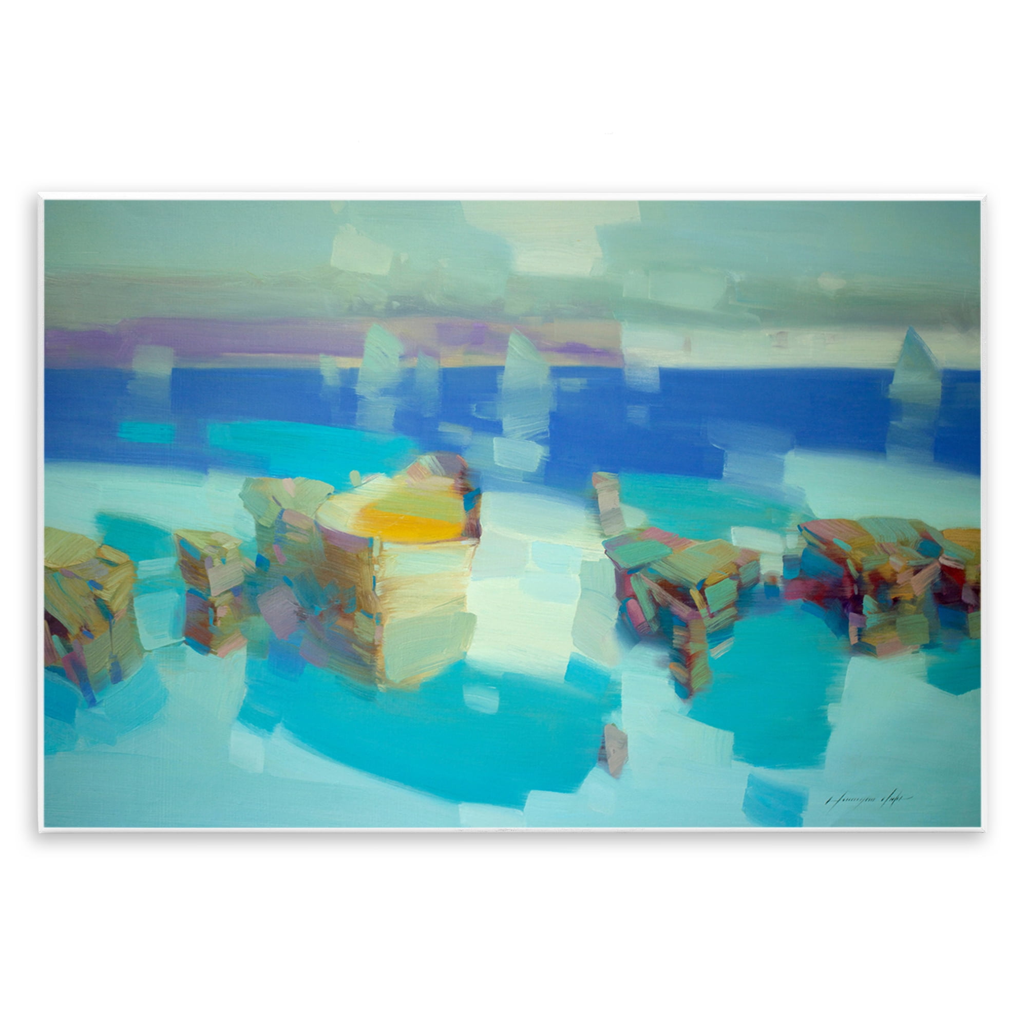 Stupell Industries Abstract Nautical Cliffs Abstract Painting Unframed Art Print Wall Art, 15 x 10