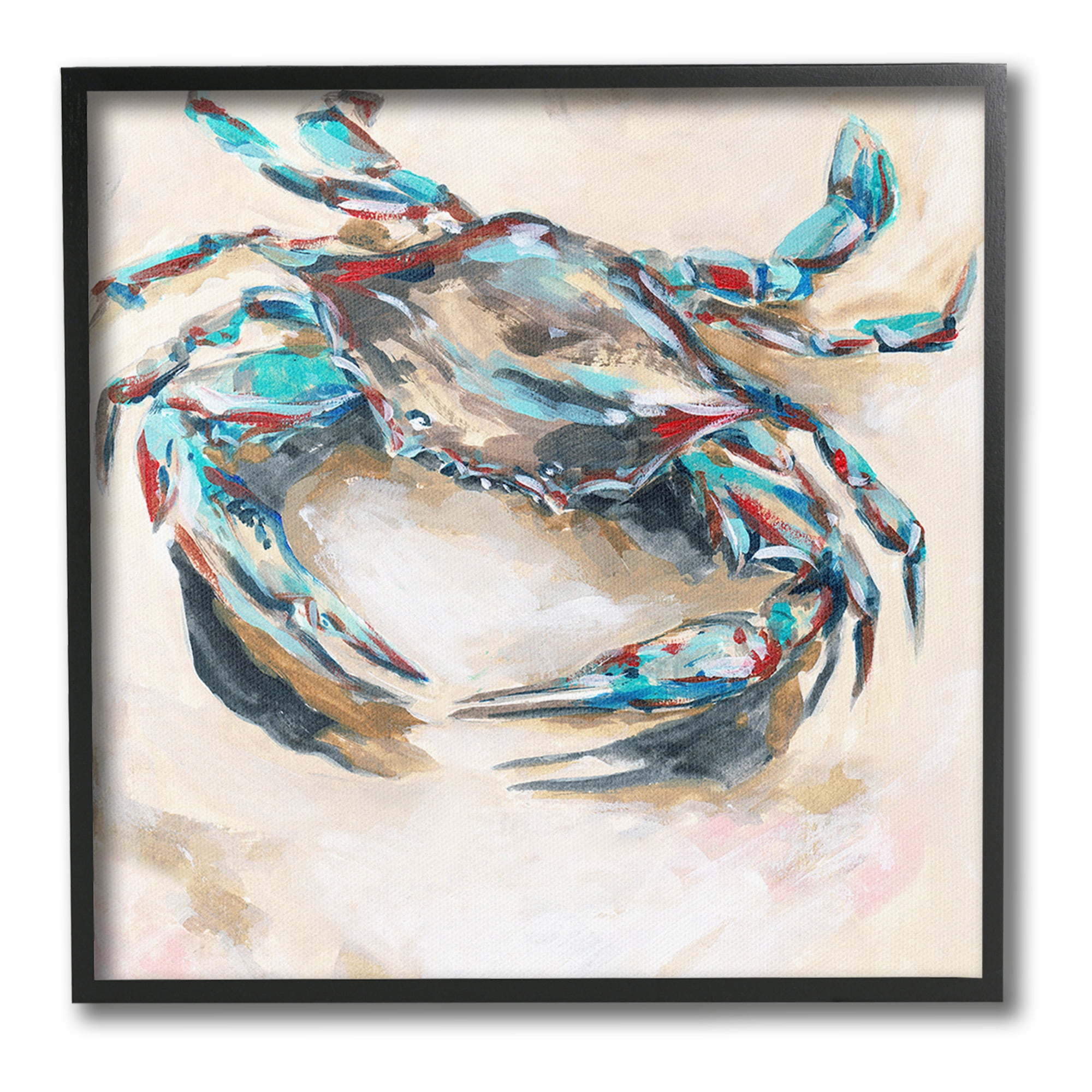 Stupell Industries Abstract Nautical Crab Animals & Insects Painting Black Framed Art Print Wall Art, 17 x 17