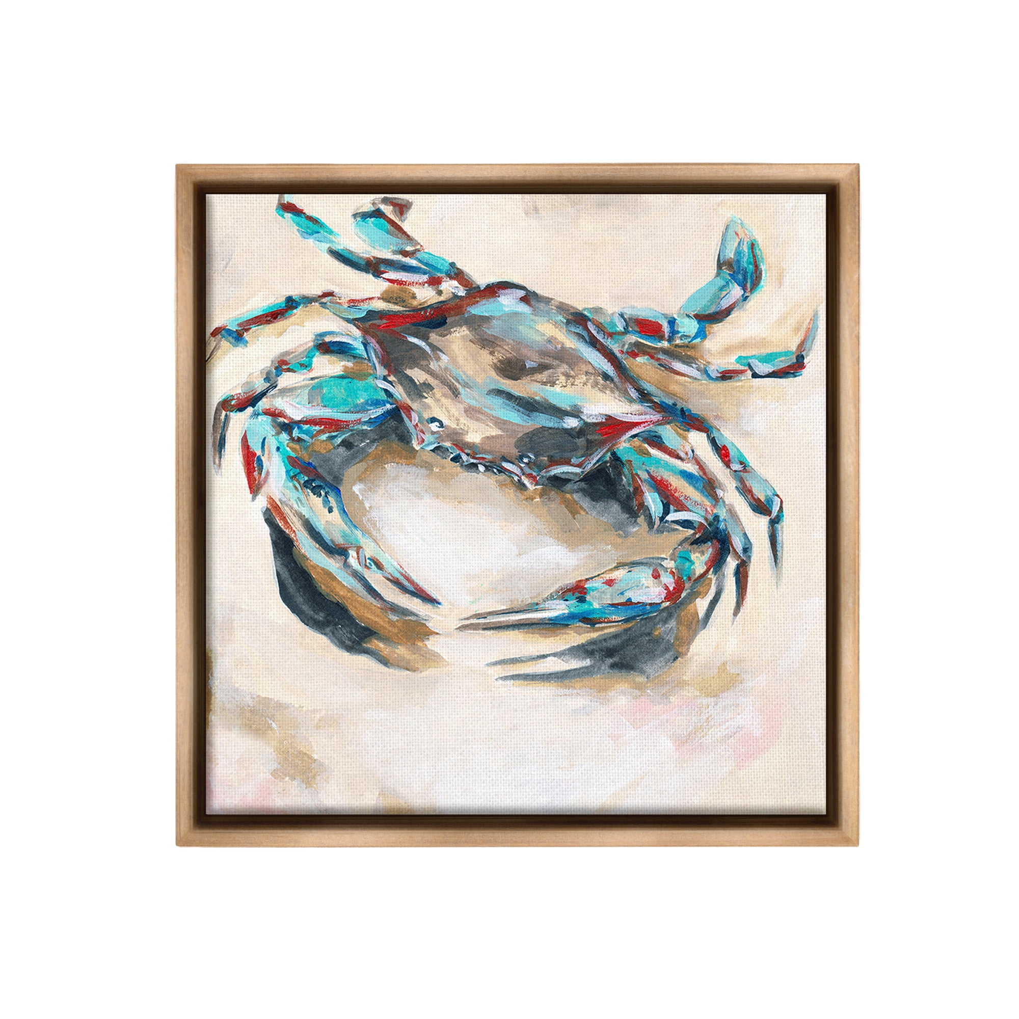Stupell Industries Abstract Nautical Crab Animals & Insects Painting Brown Floater Framed Canvas Art Print Wall Art, 25 x 25