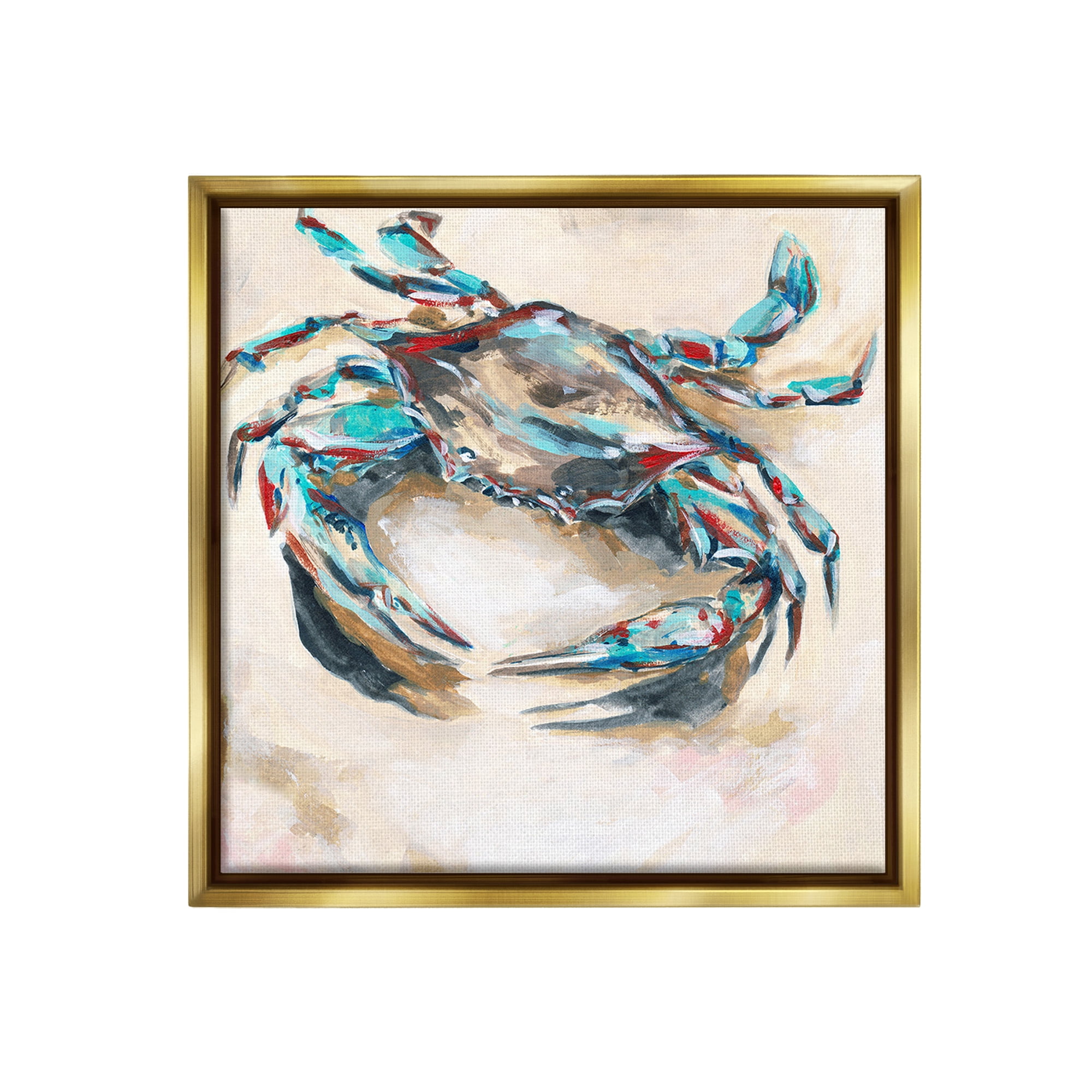 Stupell Industries Abstract Nautical Crab Animals & Insects Painting Gold Floater Framed Canvas Art Print Wall Art, 18 x 18