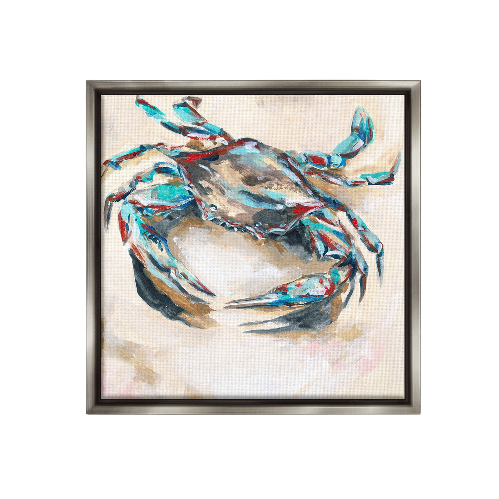 Stupell Industries Abstract Nautical Crab Animals & Insects Painting Gray Floater Framed Canvas Art Print Wall Art, 25 x 25