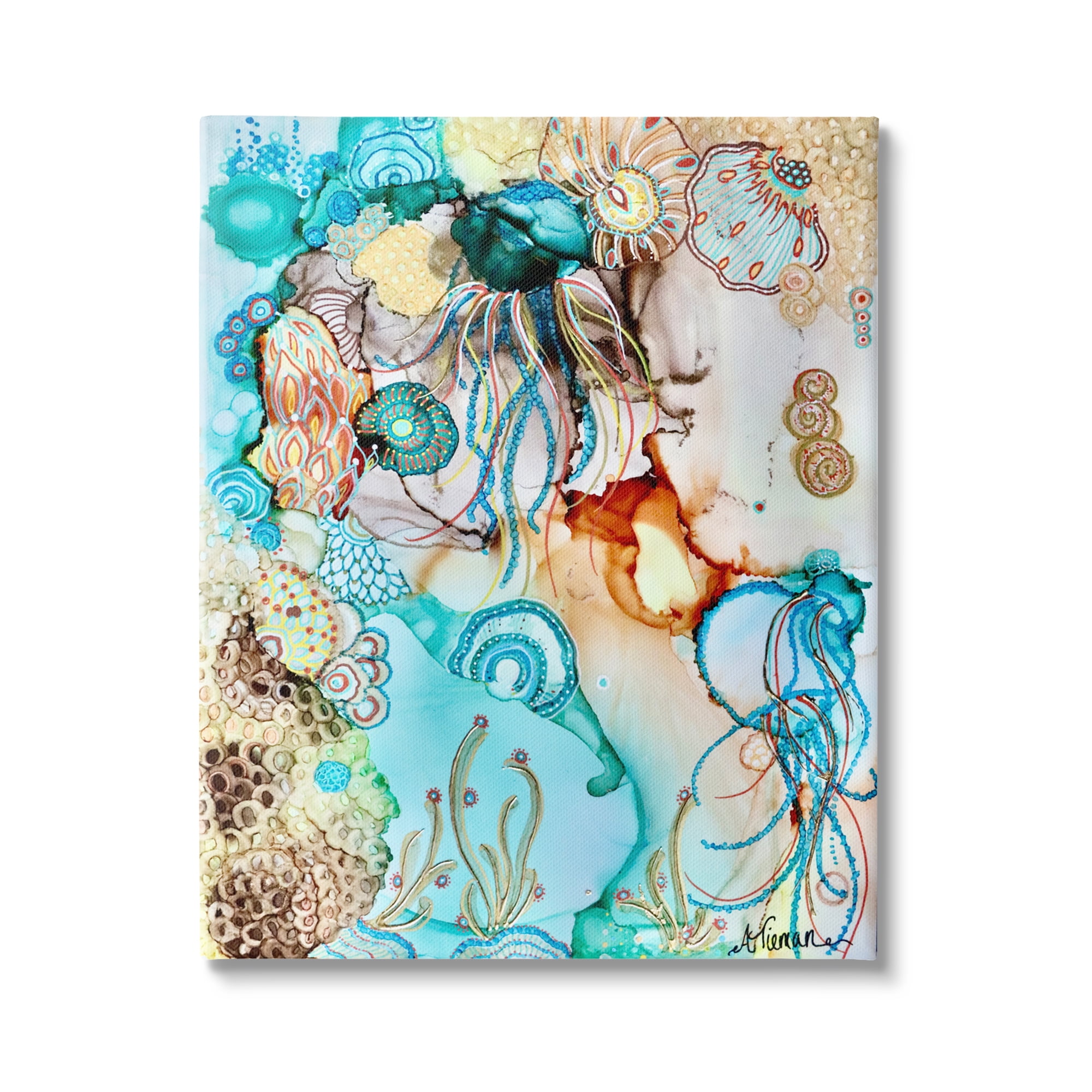 Stupell Industries Abstract Nautical Pattern Abstract Painting Gallery Wrapped Canvas Art Print Wall Art, 16 x 20