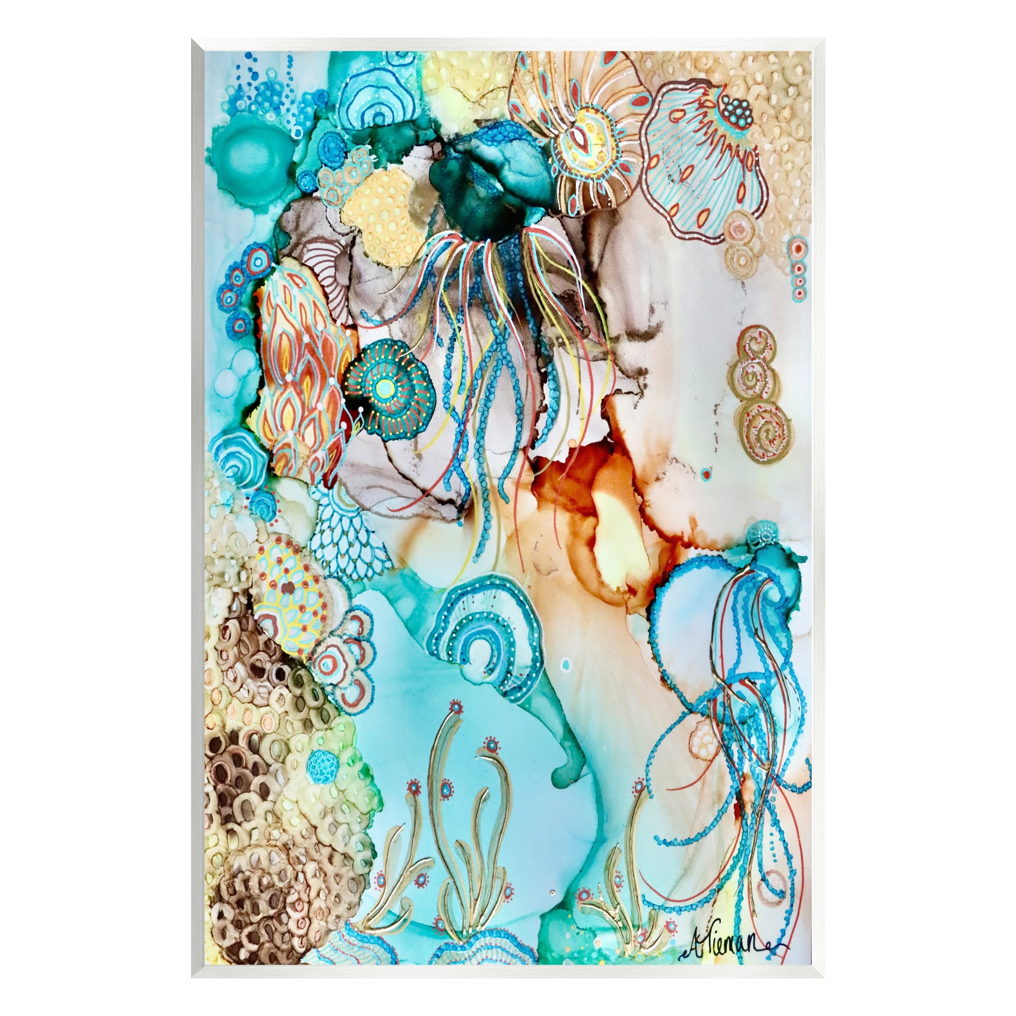 Stupell Industries Abstract Nautical Pattern Abstract Painting Unframed Art Print Wall Art, 13 x 19