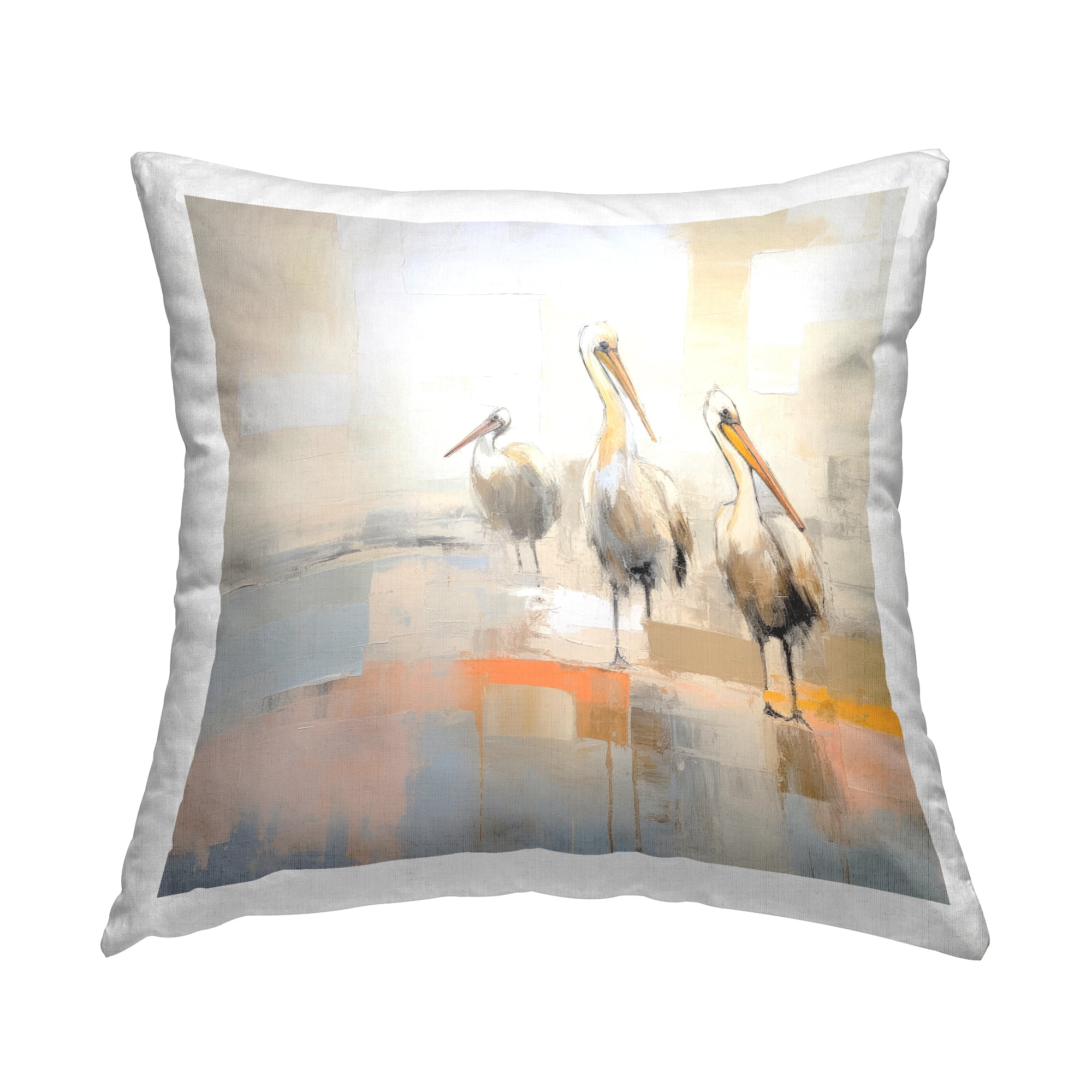 Stupell Industries Abstract Nautical Pelicans Decorative Printed Throw Pillow, 18 x 18