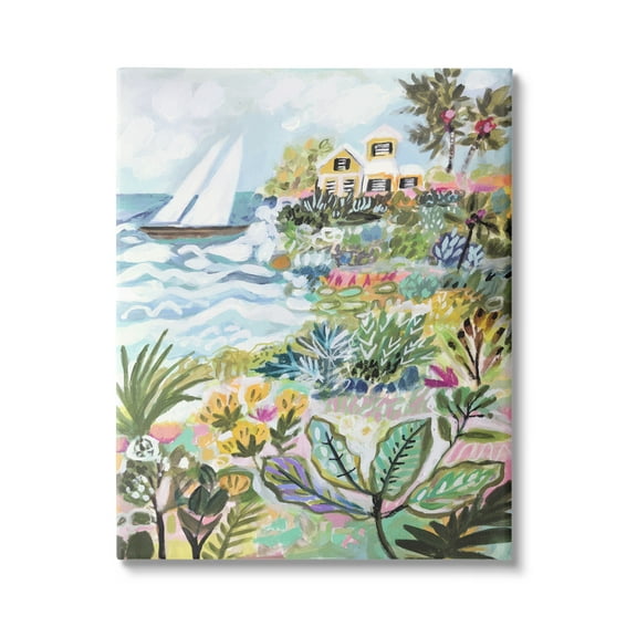 Stupell Industries Abstract Nautical Scene Landscape Painting Gallery Wrapped Canvas Art Print Wall Art, 16 x 20