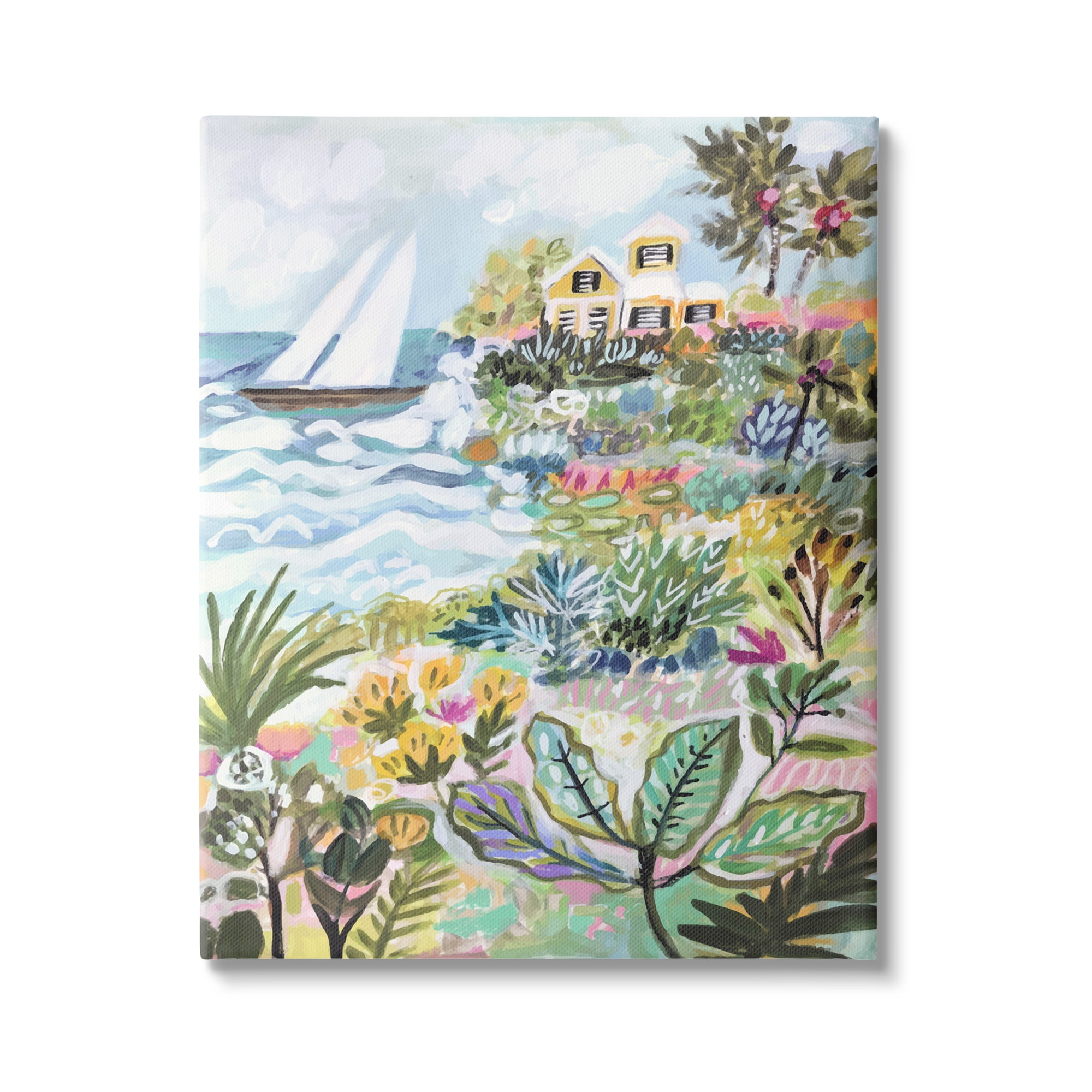 Large Abstract Coastal Landscape Canvas Art in Multicolor