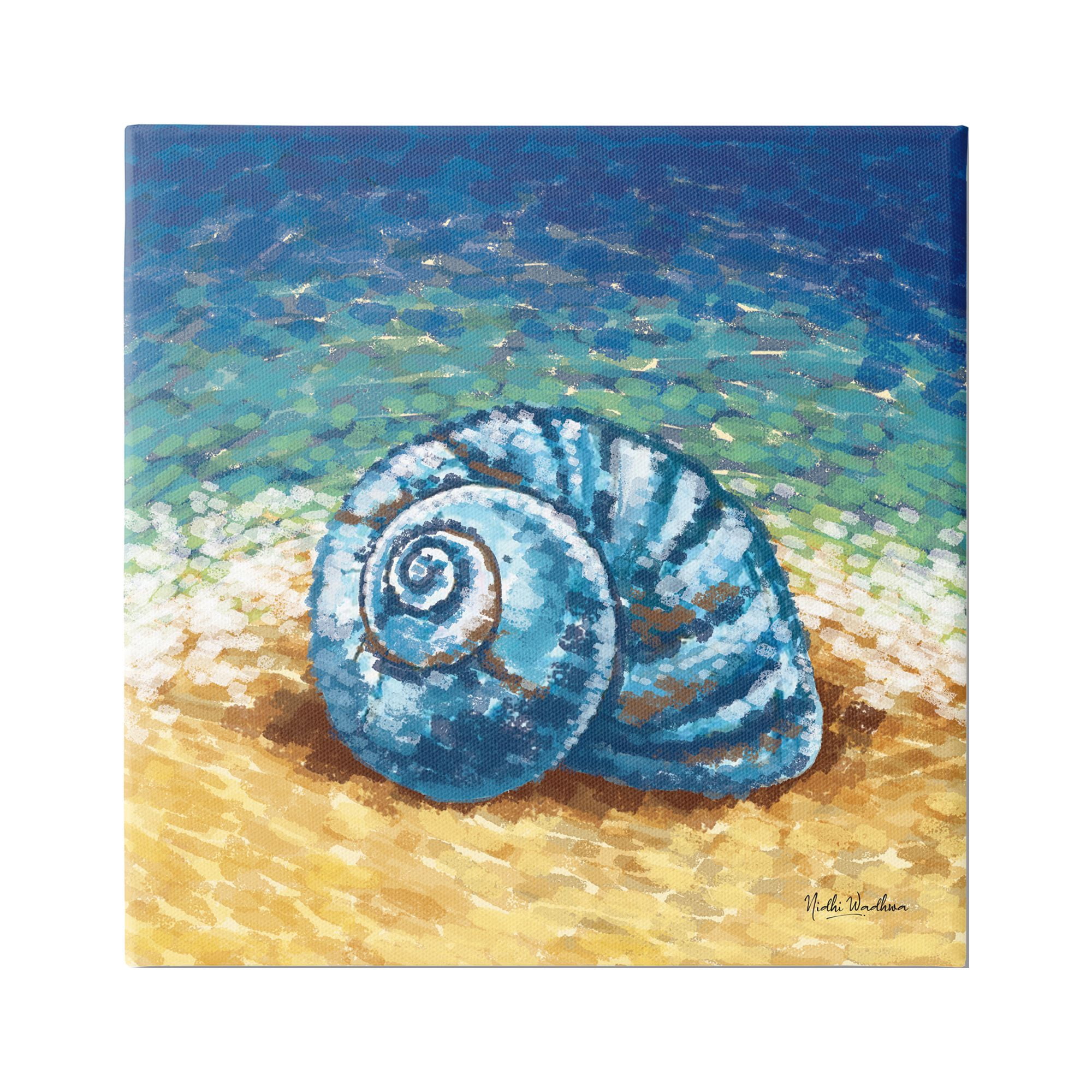 Stupell Industries Abstract Nautilus on Shore Animals & Insects Painting Gallery Wrapped Canvas Print Wall Art, 36 x 36
