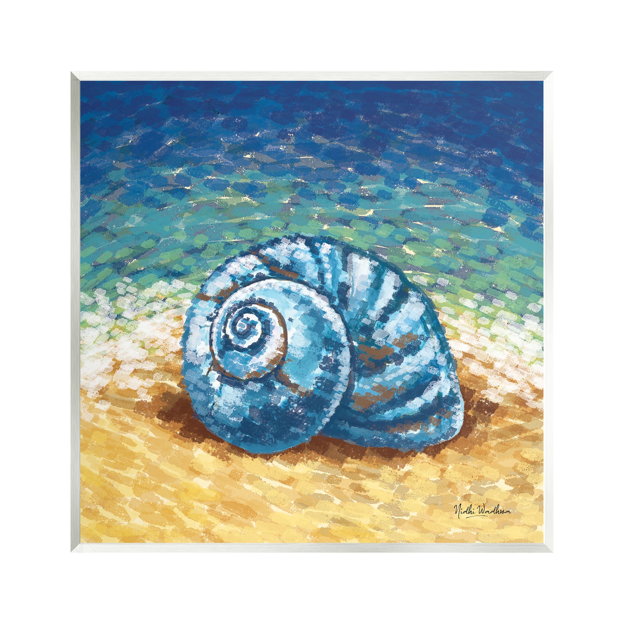 Stupell Industries Abstract Nautilus on Shore Animals & Insects Painting Unframed Art Print Wall Art, 12 x 12