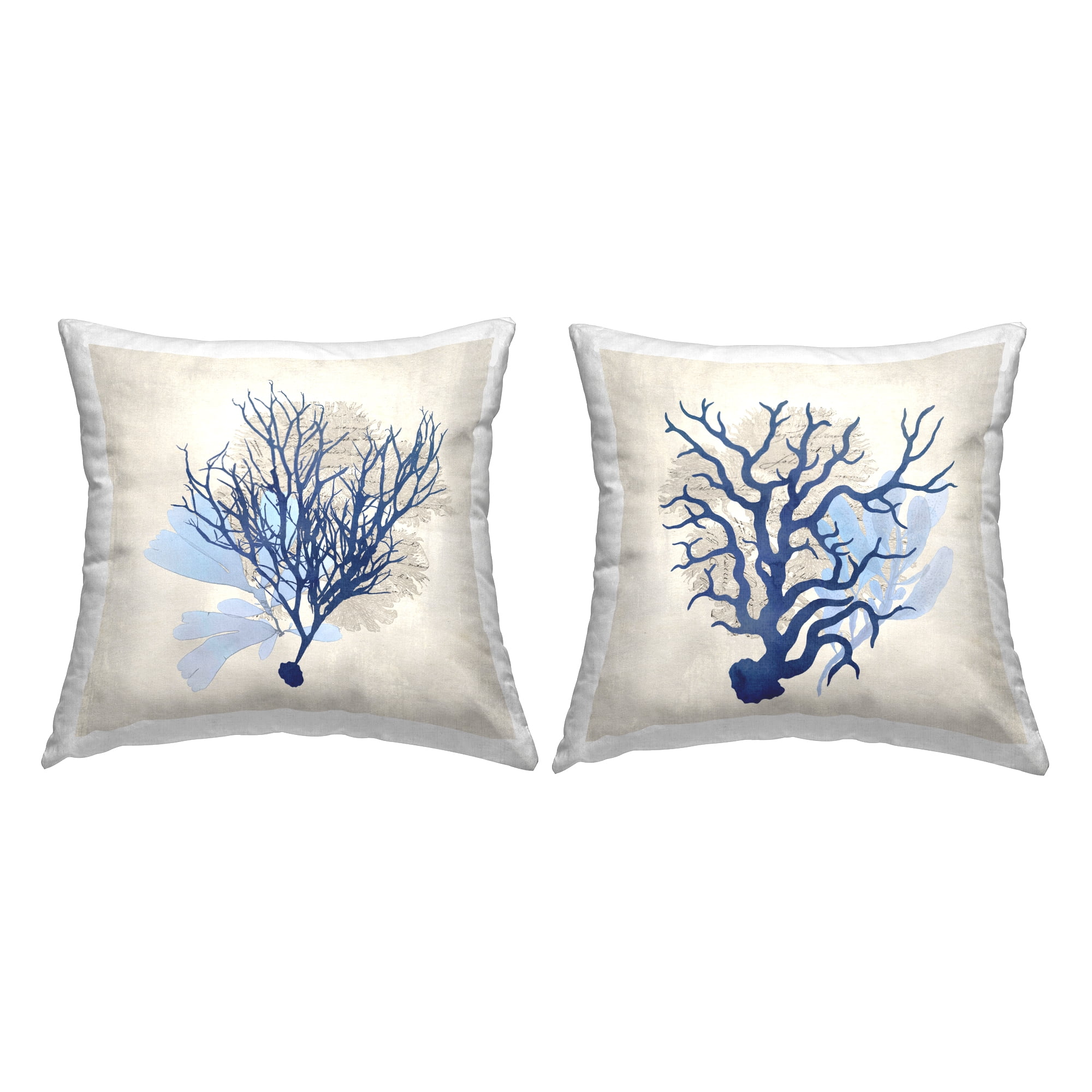 Stupell Industries Abstract Navy Coral Plants Decorative Printed Throw Pillow Design by Susan Arnot.