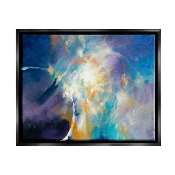 Stupell Industries Abstract Nebula Sky Scene Graphic Art Jet Black Floating Framed Canvas Print Wall Art, Design by Dina D'Argo