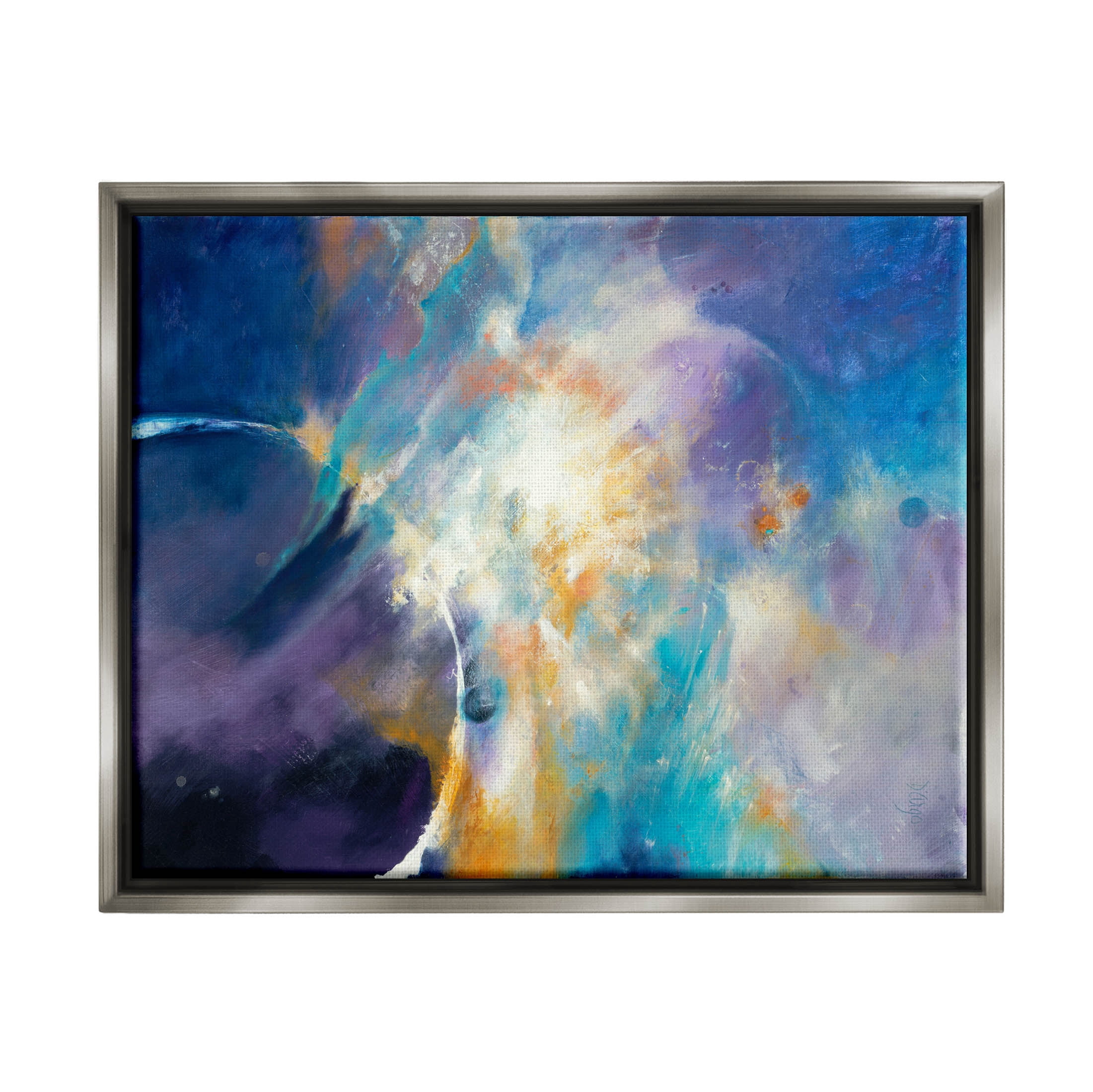 Stupell Industries Abstract Nebula Sky Scene Graphic Art Luster Gray Floating Framed Canvas Print Wall Art, Design by Dina D'Argo