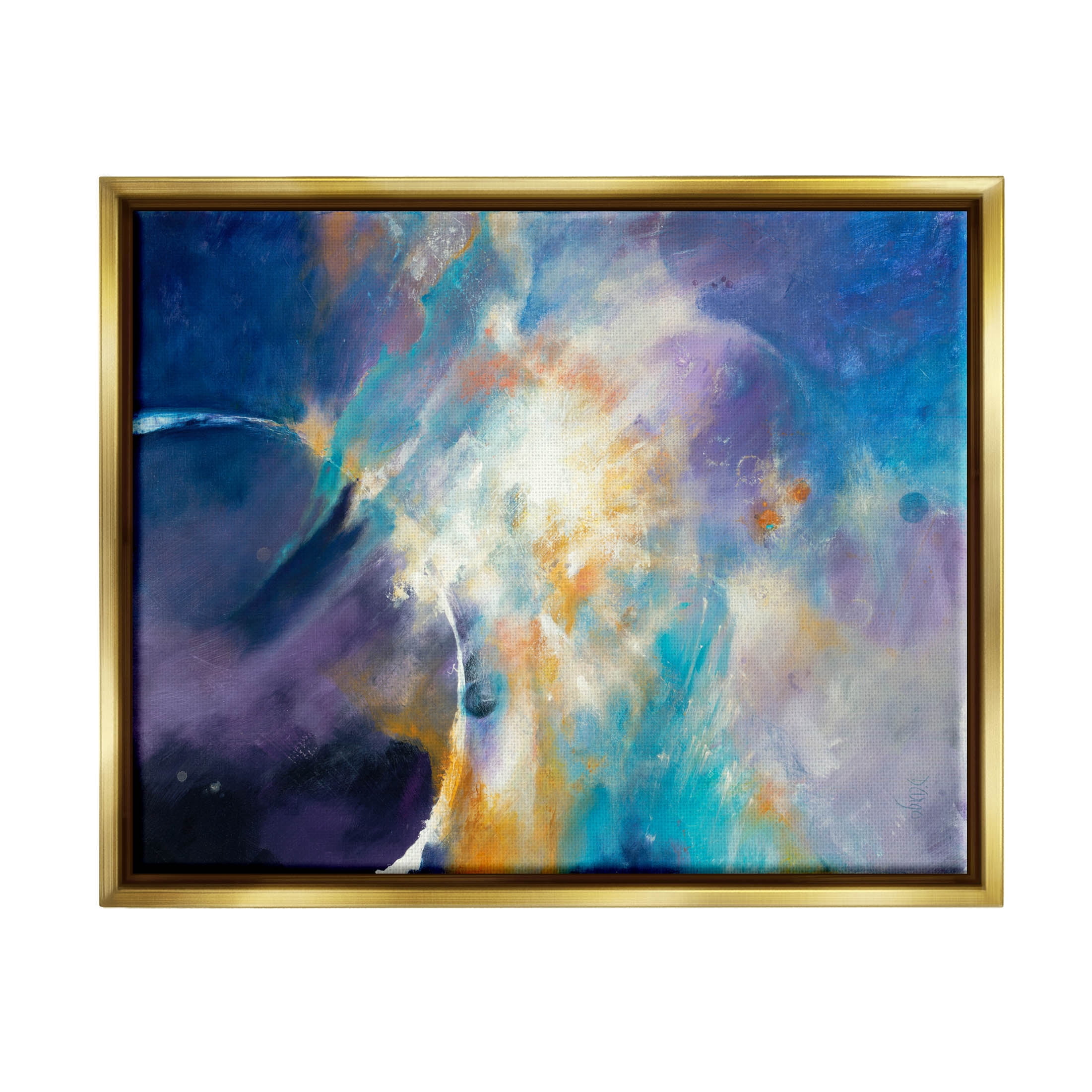 Stupell Industries Abstract Nebula Sky Scene Graphic Art Metallic Gold Floating Framed Canvas Print Wall Art, Design by Dina D'Argo