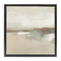 Stupell Industries Abstract Neutral Land Abstract Painting Black Floater Framed Canvas Art Print Wall Art, 18 x 18