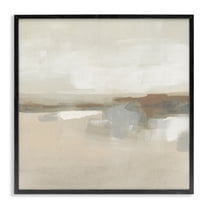 Stupell Industries Abstract Neutral Land Abstract Painting Black Framed Art Print Wall Art, 12 x 12