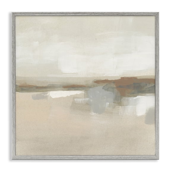 Stupell Industries Abstract Neutral Land Abstract Painting Gray Framed Art Print Wall Art, 12 x 12