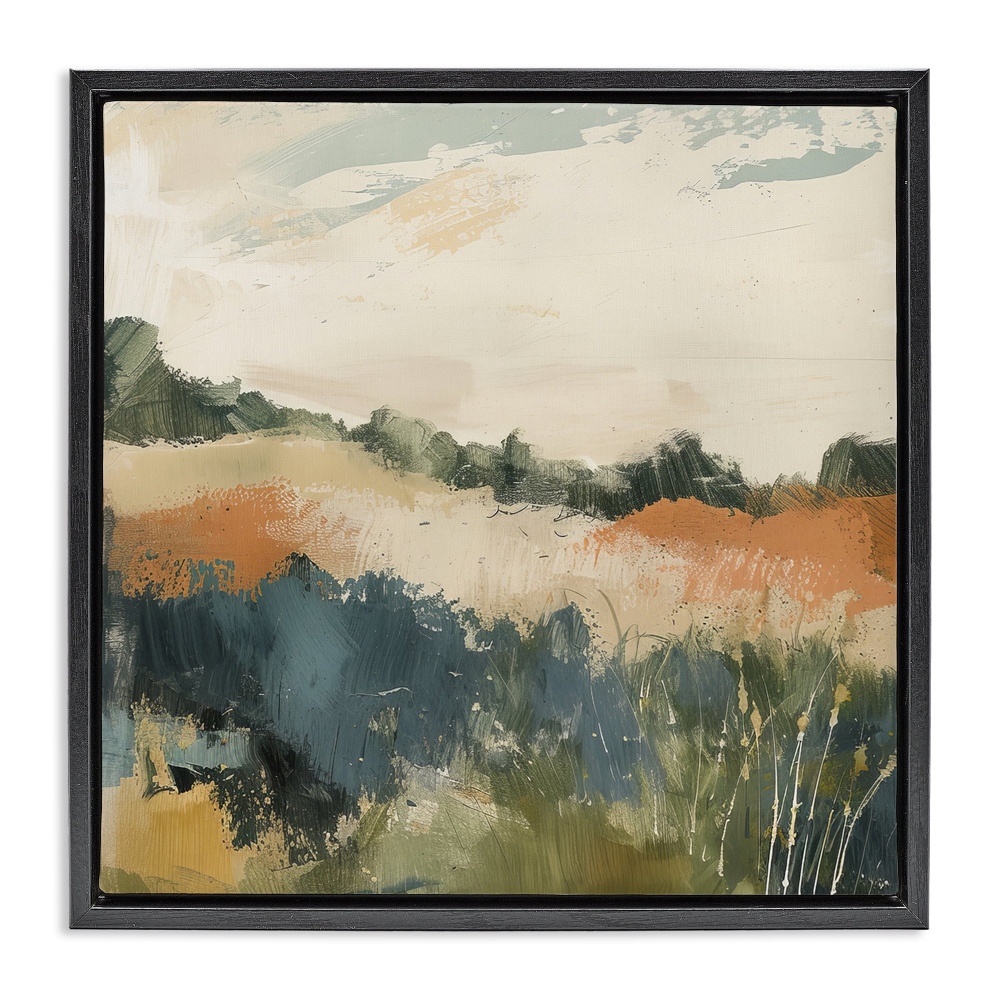 Stupell Industries Abstract Neutral Landscape Landscape & Nature Painting Black Floater Framed Canvas Art Print Wall Art, 25 x 25