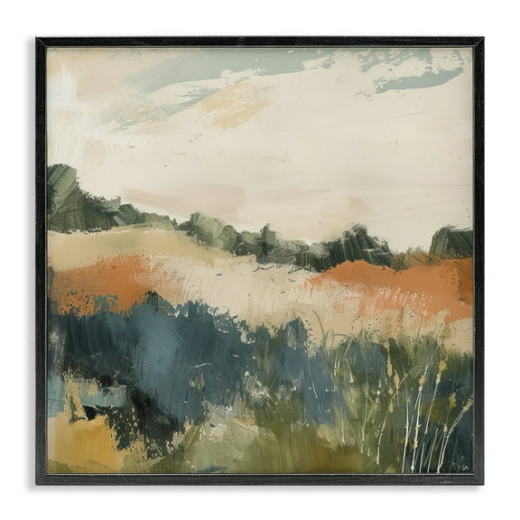 Stupell Industries Abstract Neutral Landscape Landscape & Nature Painting Black Framed Art Print Wall Art, 12 x 12