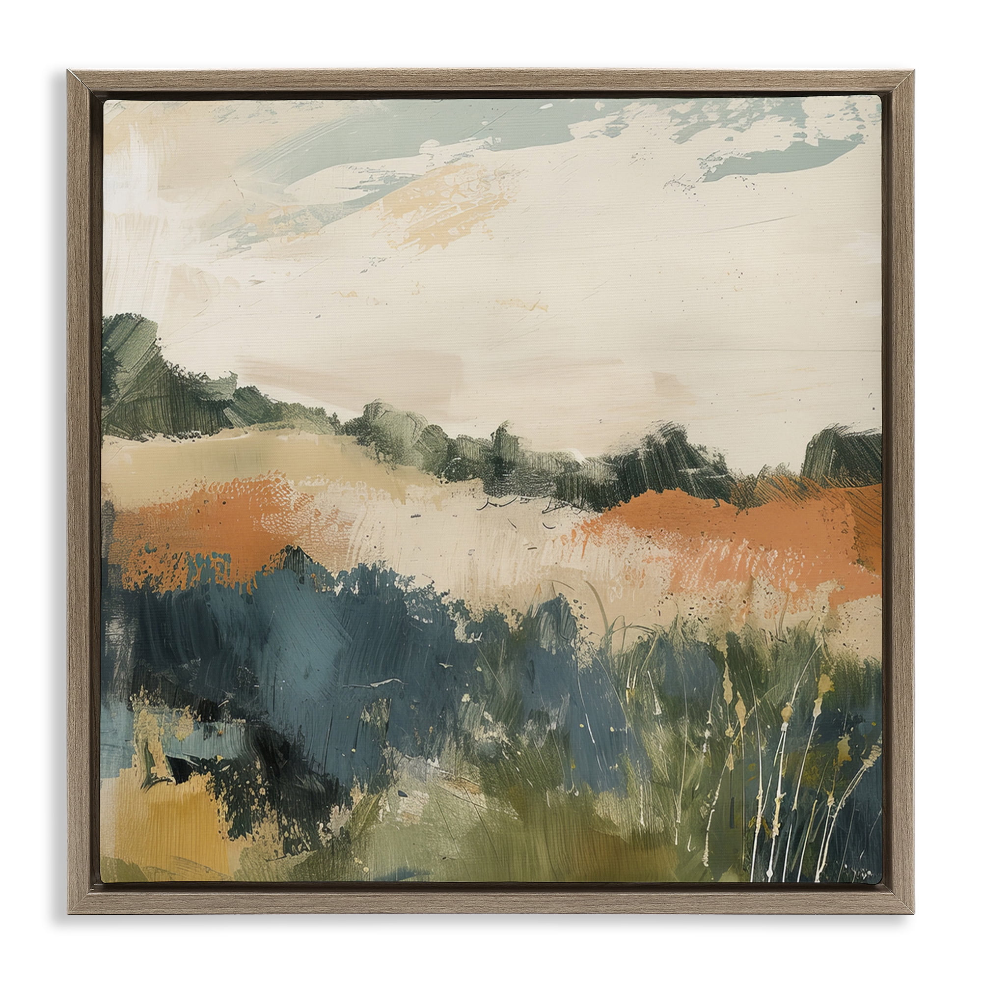 Stupell Industries Abstract Neutral Landscape Landscape & Nature Painting Brown Floater Framed Canvas Art Print Wall Art, 18 x 18
