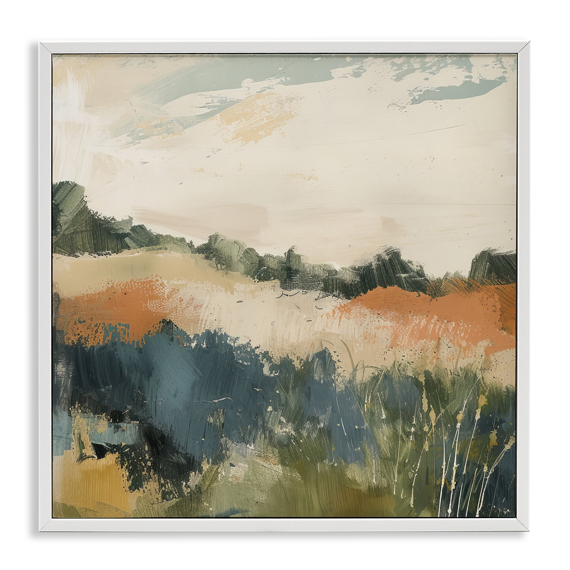Stupell Industries Abstract Neutral Landscape Landscape & Nature Painting White Framed Art Print Wall Art, 24 x 24