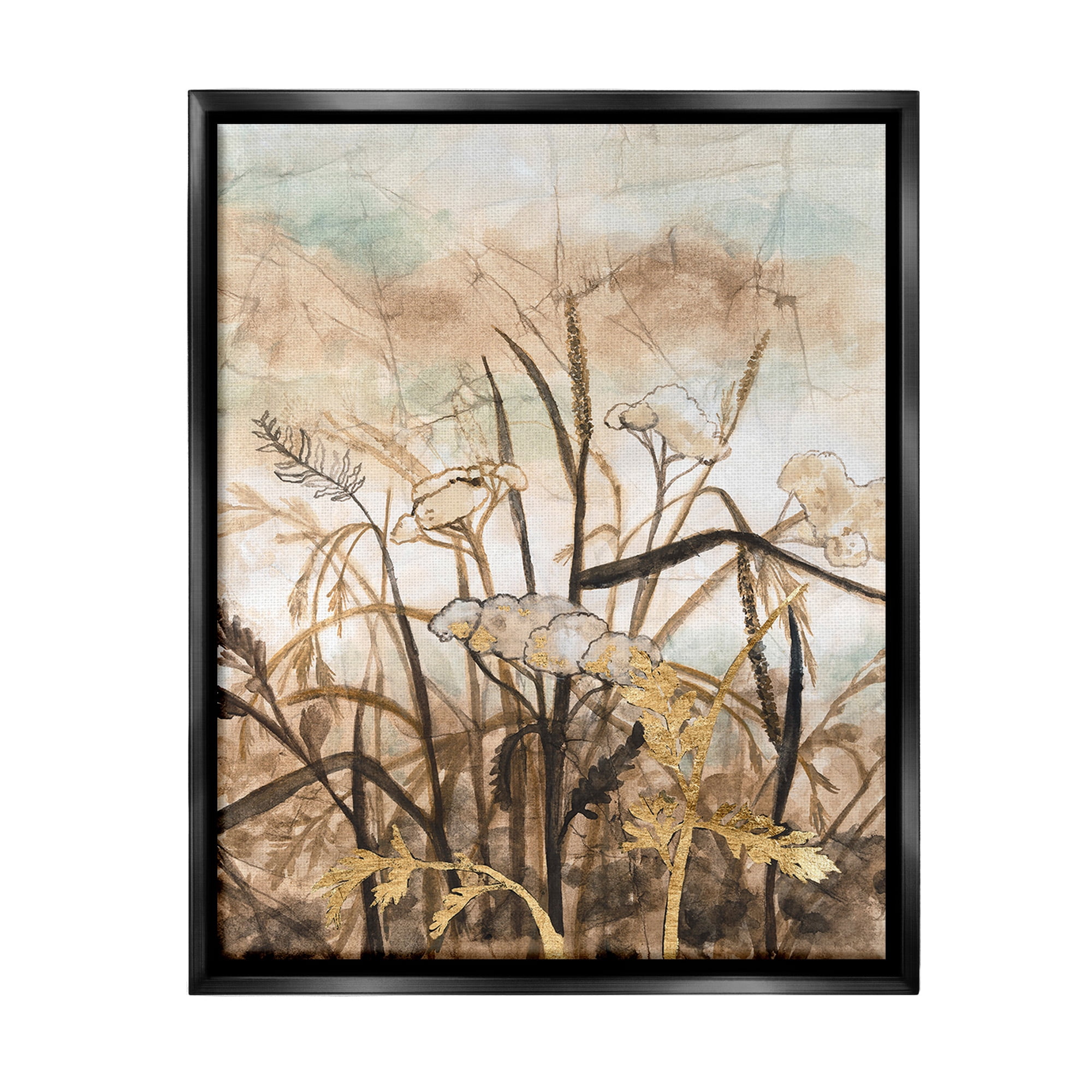 Stupell Industries Abstract Neutral Landscape Landscape Painting Black Floater Framed Canvas Art Print Wall Art, 25 x 31