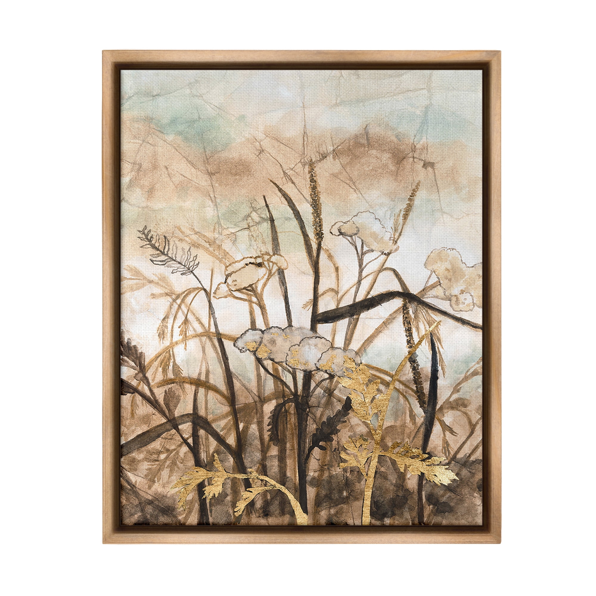 Stupell Industries Abstract Neutral Landscape Landscape Painting Brown Floater Framed Canvas Art Print Wall Art, 25 x 31