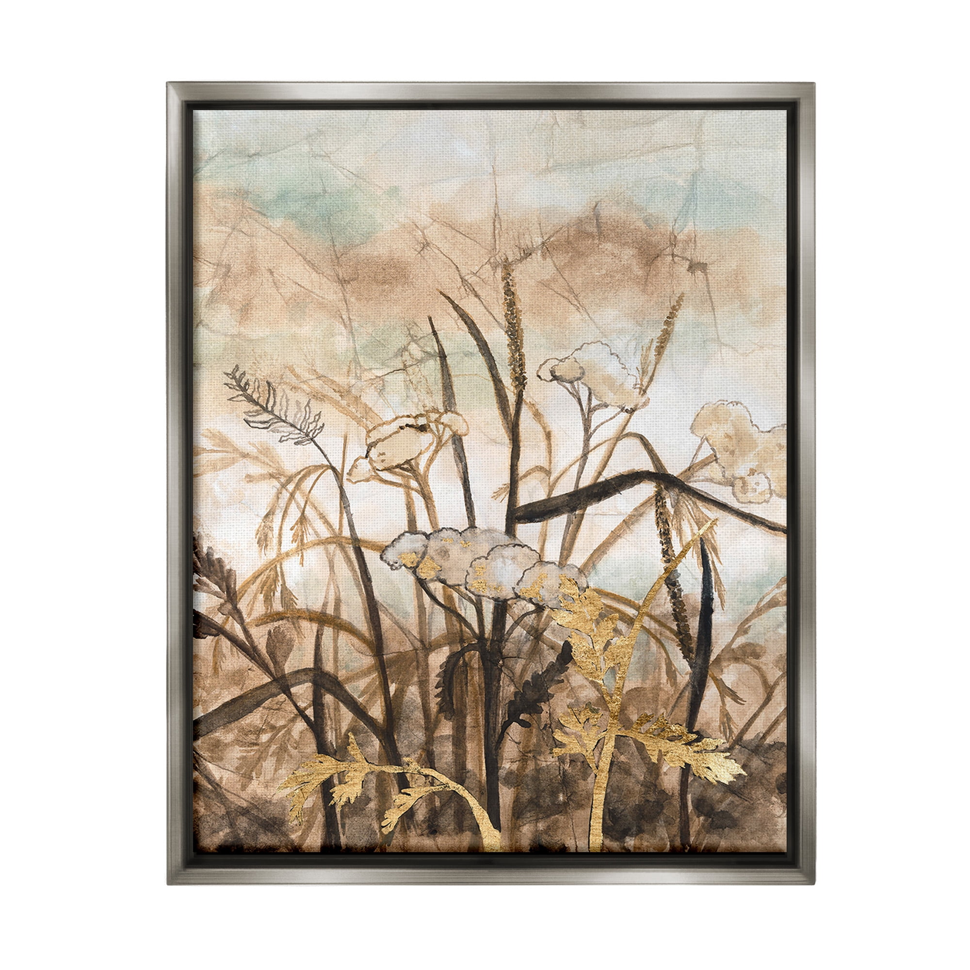 Stupell Industries Abstract Neutral Landscape Landscape Painting Gray Floater Framed Canvas Art Print Wall Art, 17 x 21