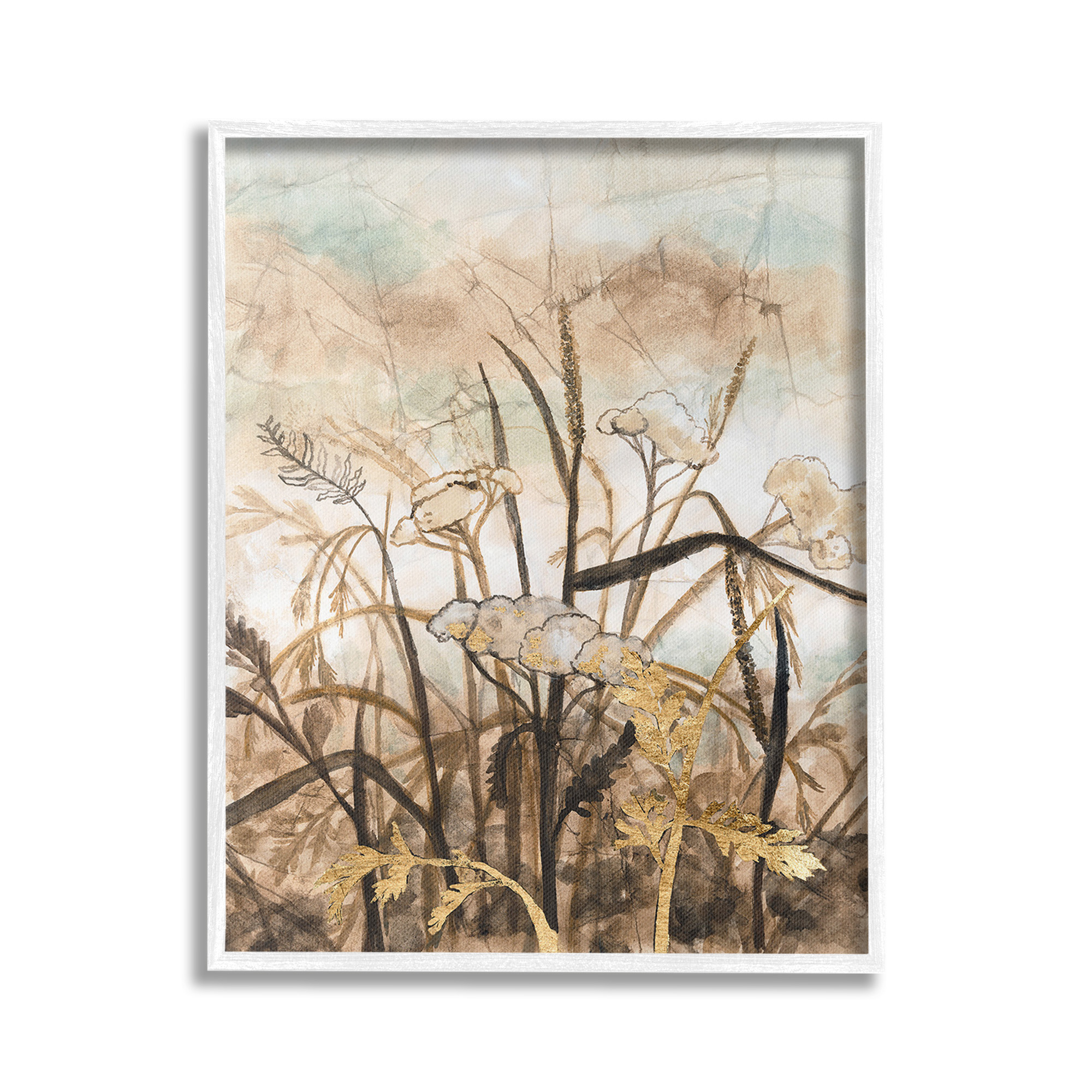 Stupell Industries Abstract Neutral Landscape Landscape Painting White Framed Art Print Wall Art, 24 x 30
