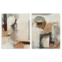 Stupell Industries Abstract Neutral Shapes Brown Abstract Painting Wrapped Canvas Art Print Wall Art, 16 x 20, Set of 2