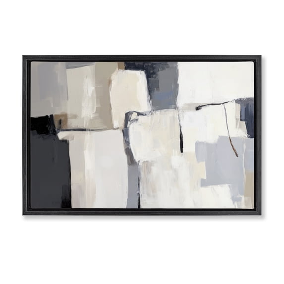 Stupell Industries Modern Abstract Neutral Tapestry Black Floating Frame Canvas Art, 25 x 17, by Irena Orlov