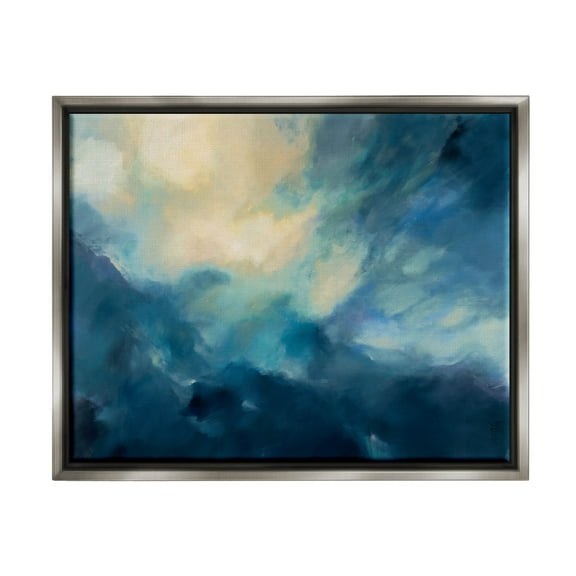 Stupell Industries Abstract Night Sky Scene Graphic Art Luster Gray Floating Framed Canvas Print Wall Art, Design by Dina D'Argo