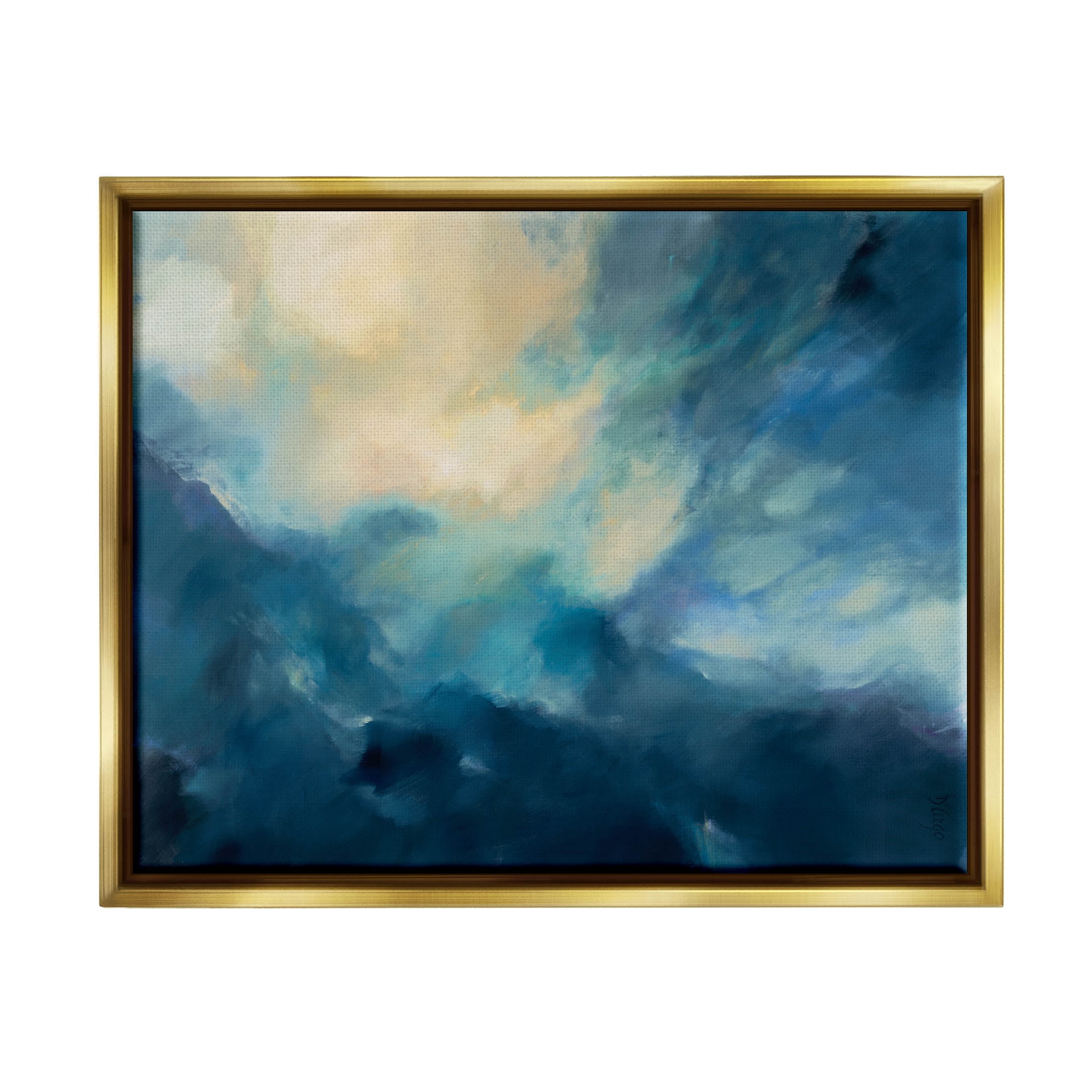 Stupell Industries Abstract Night Sky Scene Graphic Art Metallic Gold Floating Framed Canvas Print Wall Art, Design by Dina D'Argo